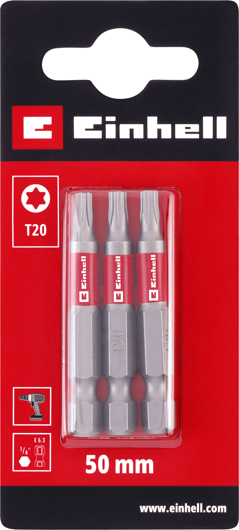 Einhell Standard-Bits, 50 mm, T20