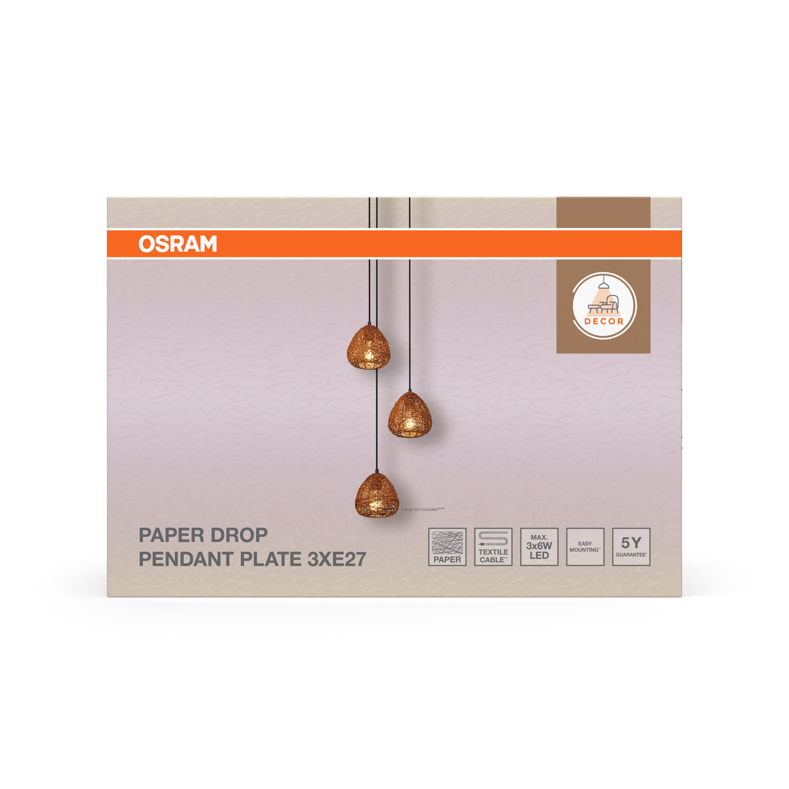Osram Decor Pendelleuchte Plate, 3xE27, schwarz