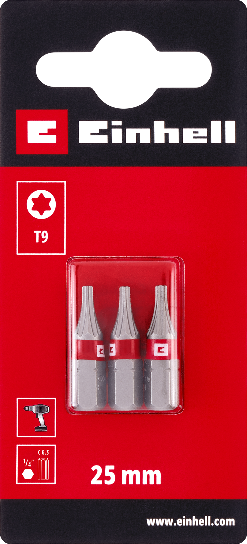 Einhell Standard-Bits, 25 mm, T9