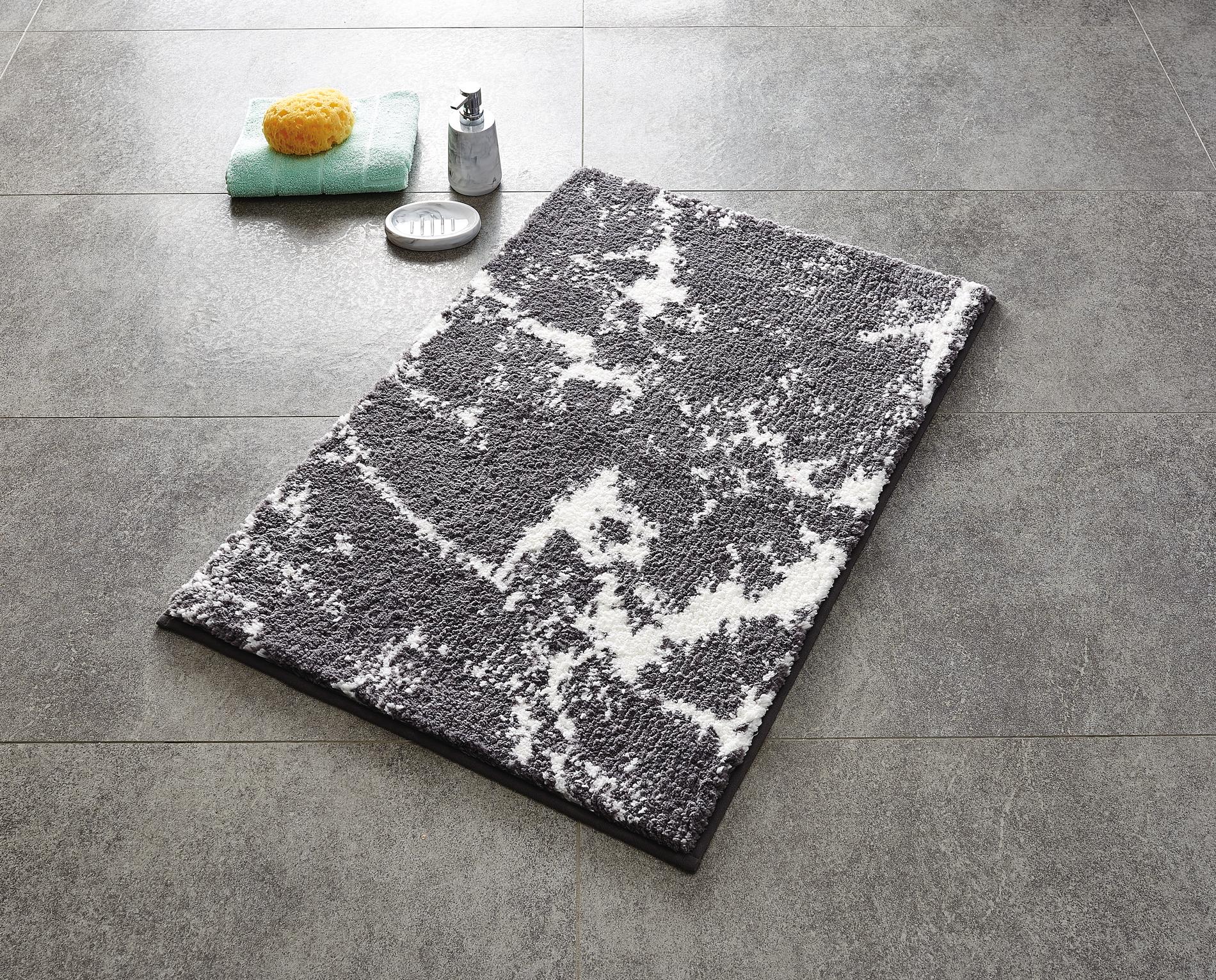 737174-2   TEPPICH 55X50 CM MARMOR GRAU-WEIß