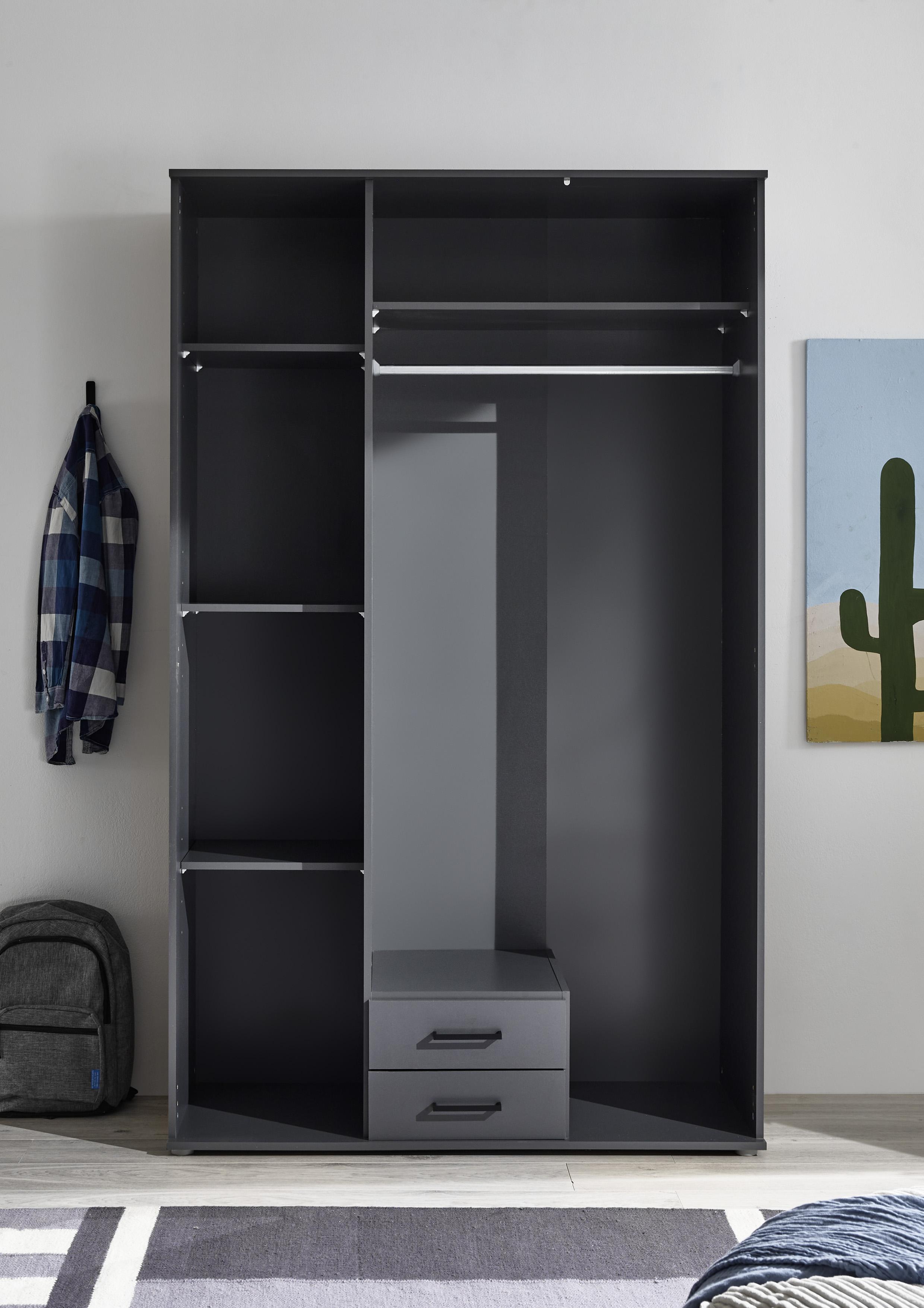 Pol-Power Kleiderschrank Laurie, graphit/eiche