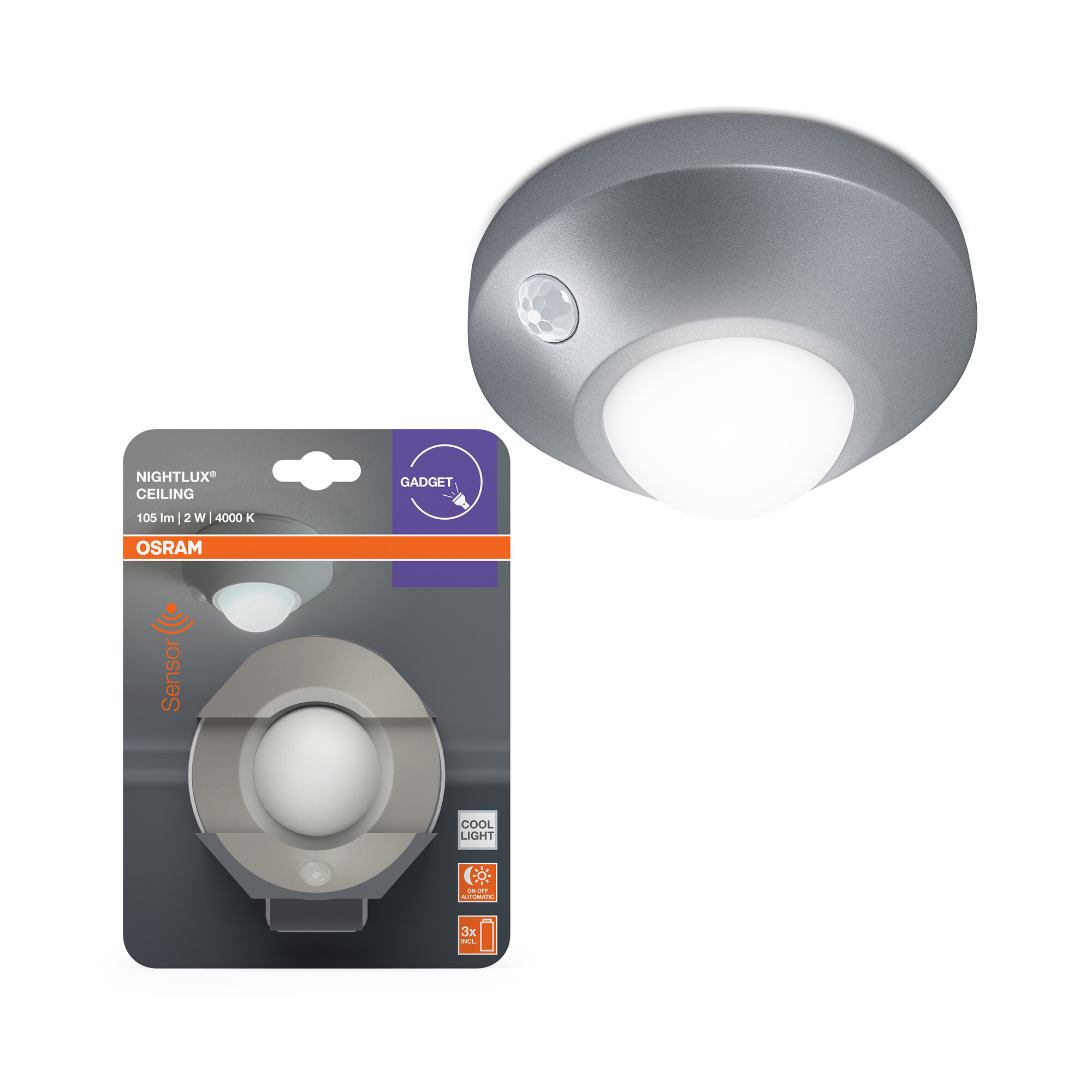 Osram LED Deckenleuchte Nightlux, silber