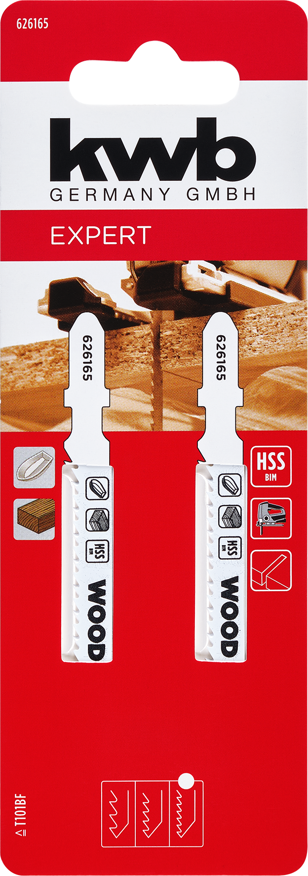 kwb HSS-BiM-Stichsägeblätter mit T-Schaft für Hartholz und GFK-Kunststoffe, fein, 100 mm kwb HSS-BiM-Stichsägeblätter mit T-Schaft für Hartholz und GFK-Kunststoffe, fein, 100 mm