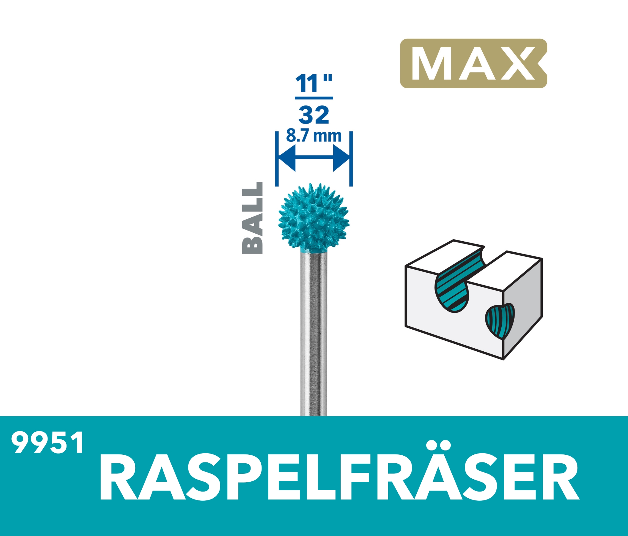 Dremel 9951DM Raspelfräser Kugel 8 Dremel 9951DM Raspelfräser Kugel 8
