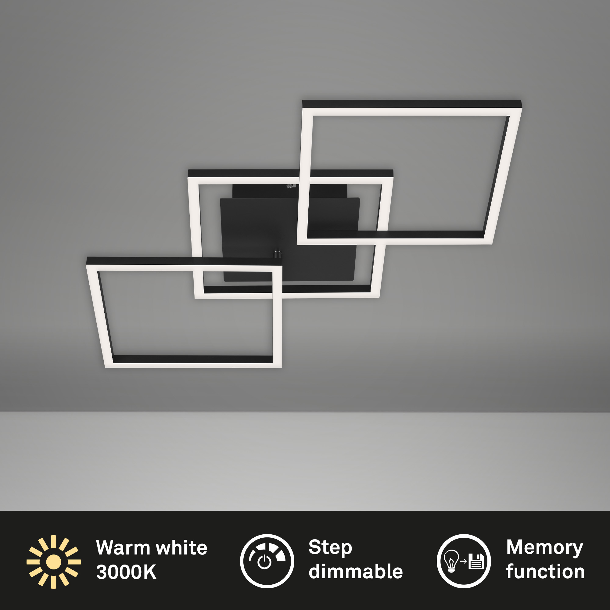 Briloner LED Deckenleuchte, 76,3 cm, schwarz
