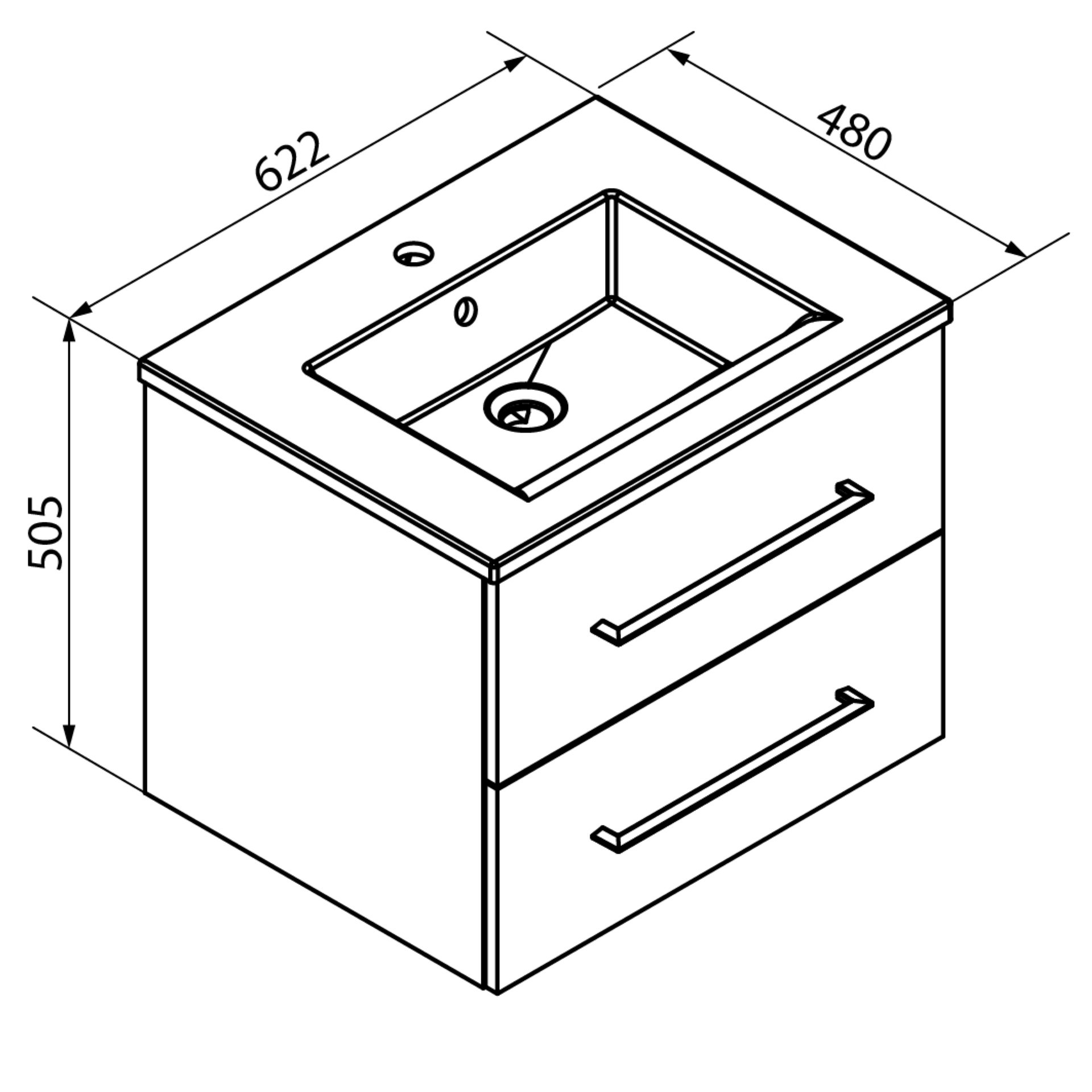 Fackelmann B.perfekt Set Keramikbecken + Waschtischunterschrank, 622 x 505 x 480 mm