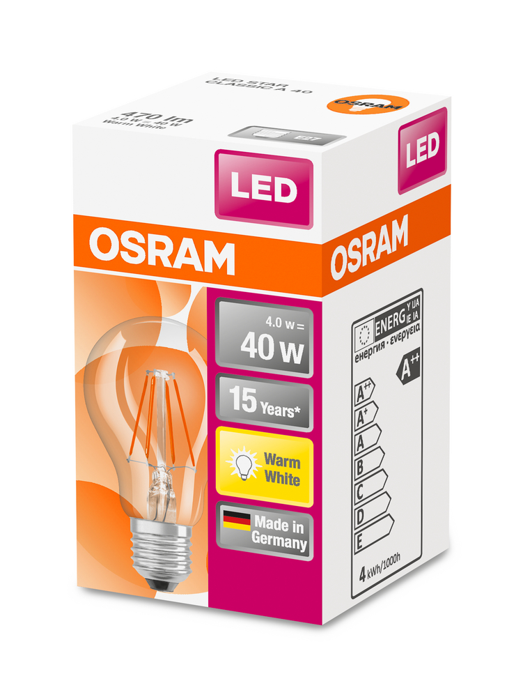 4058075112216_Packaging_image OSRAM LEUCHTMITTEL LED CLA40 FIL 4W/827 E27 230V