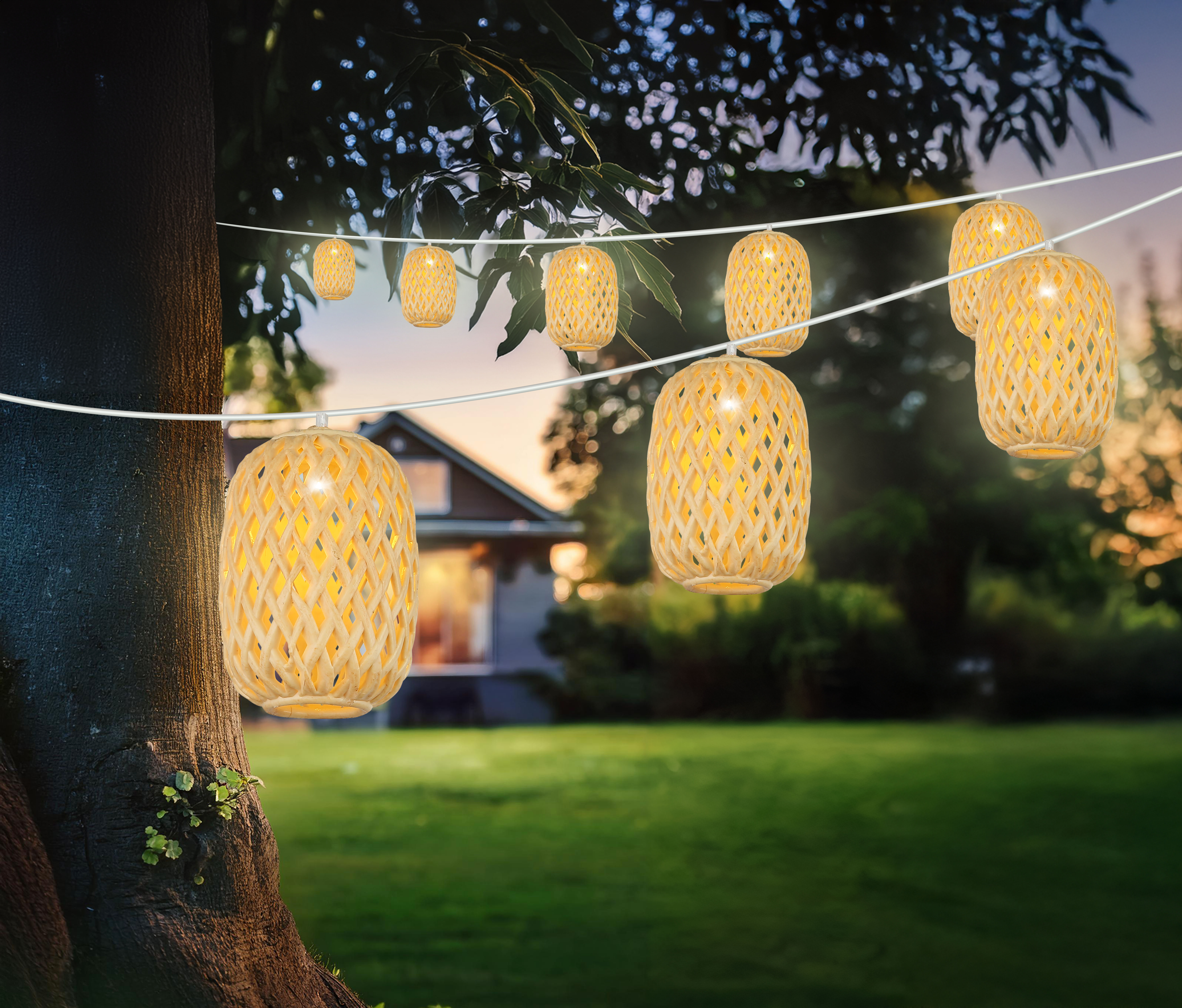 Globo Solarlichterkette Kunststoff naturfarben 8xLED