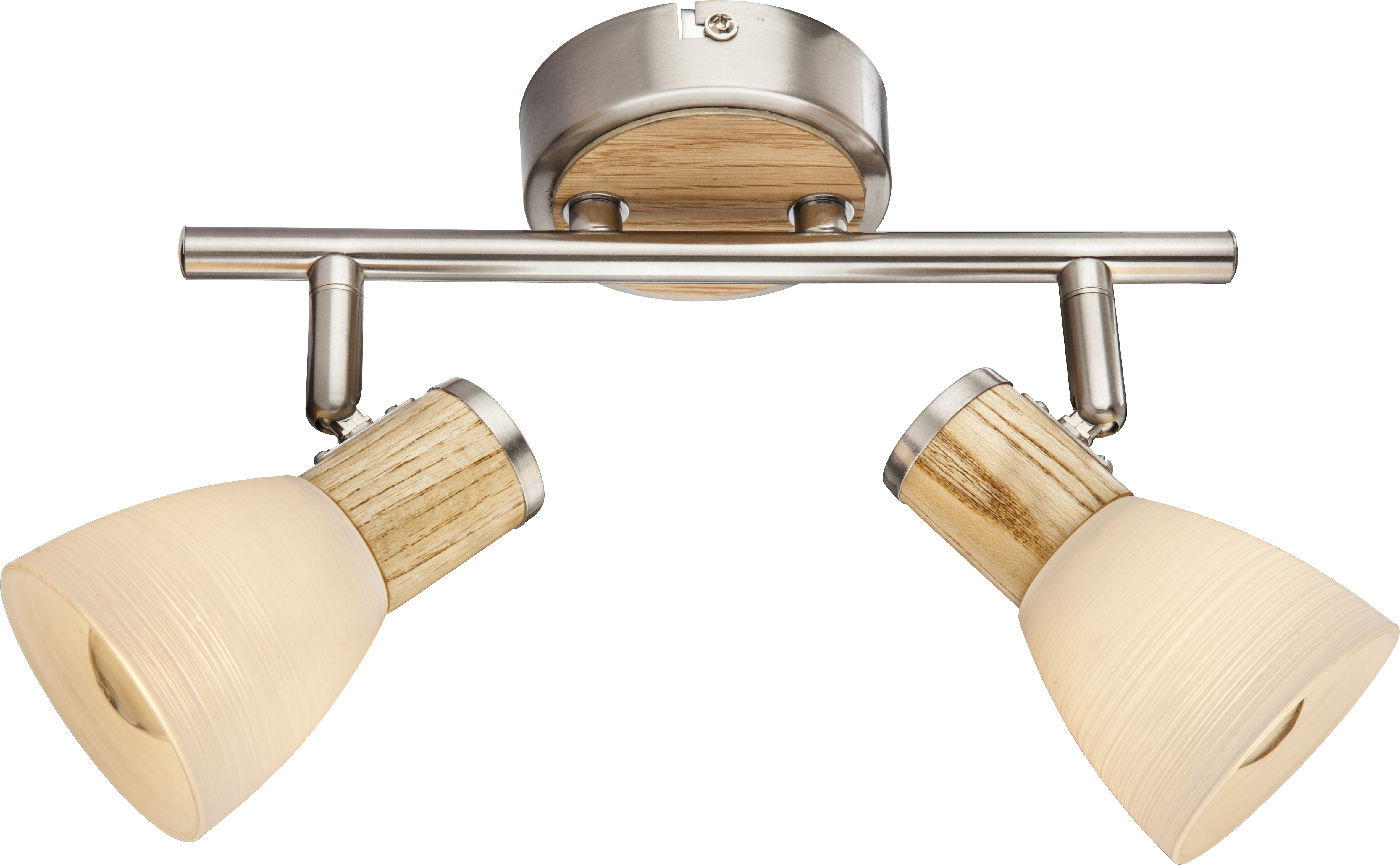 GLOBO STRAHLER 2XE14 NICKEL HOLZ GLAS