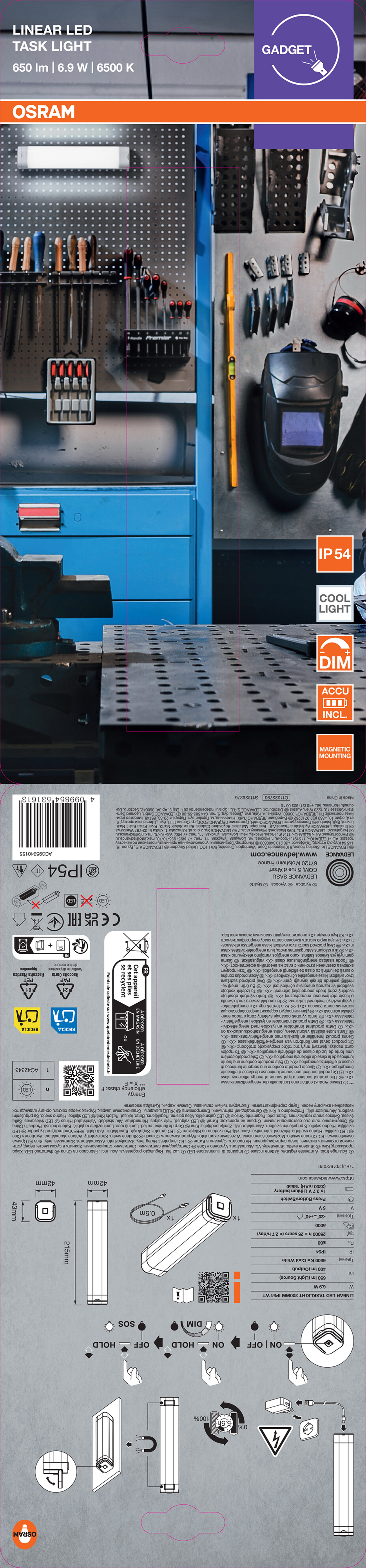 Osram Mobile Leuchte "Linear LED Task Light", weiß