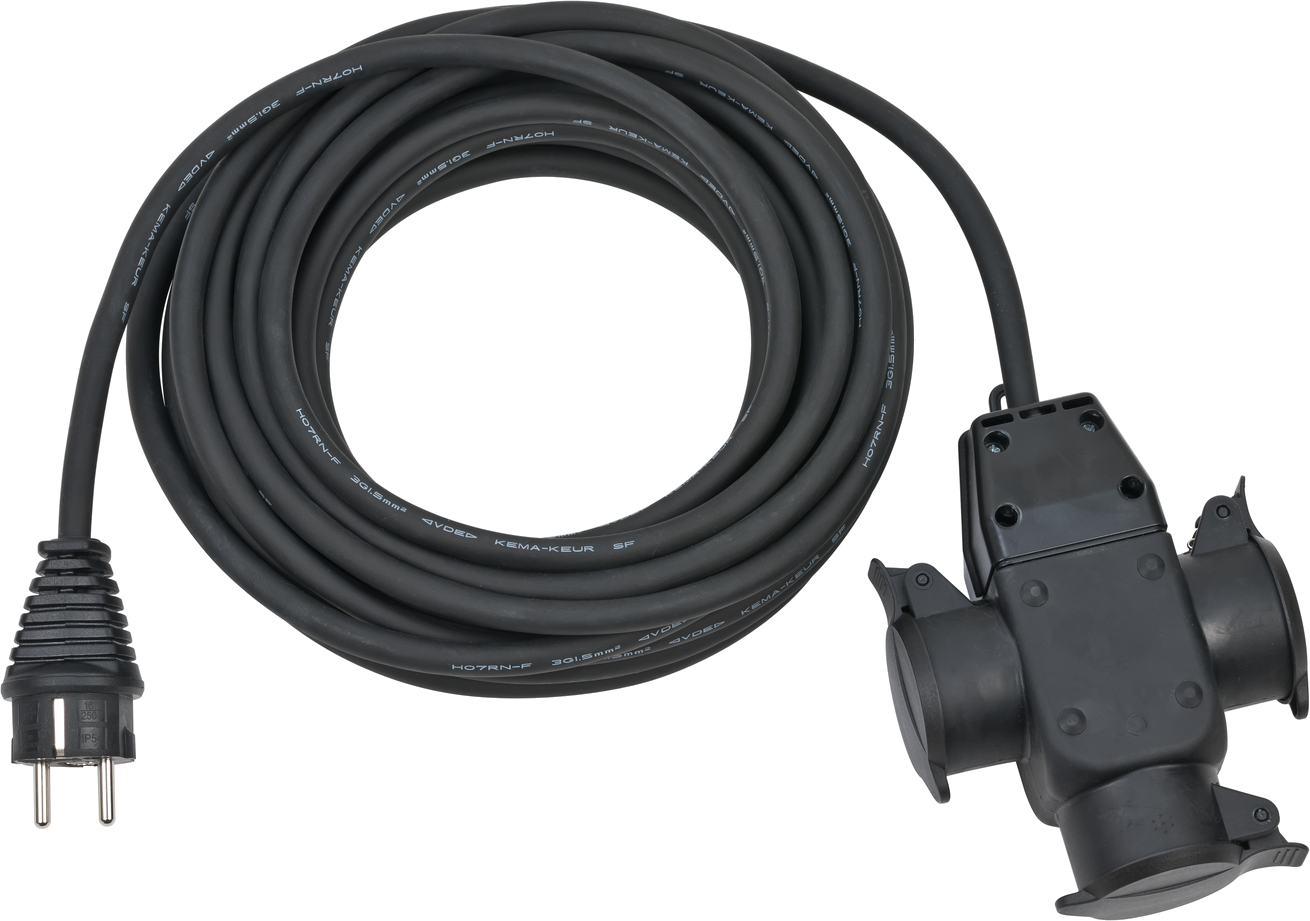 Brennenstuhl Baustellen-Verlängerungskabel mit 3-fach Gummikupplung IP44, 10 m Brennenstuhl Baustellen-Verlängerungskabel mit 3-fach Gummikupplung IP44, 10 m