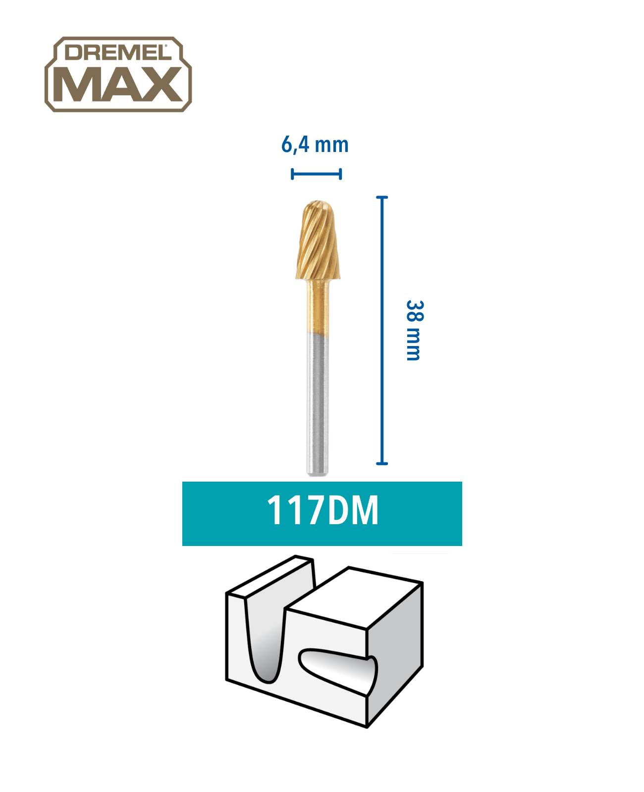 Dremel Hochgeschwindigkeits-Fräsmesser 117 MAX Dremel Hochgeschwindigkeits-Fräsmesser 117 MAX