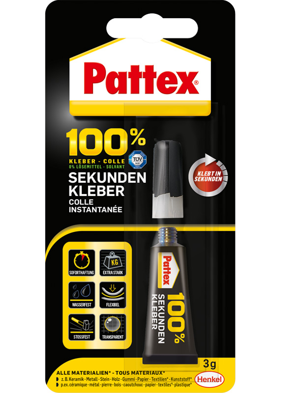 Pattex 100 % Sekundenkleber, 3 g