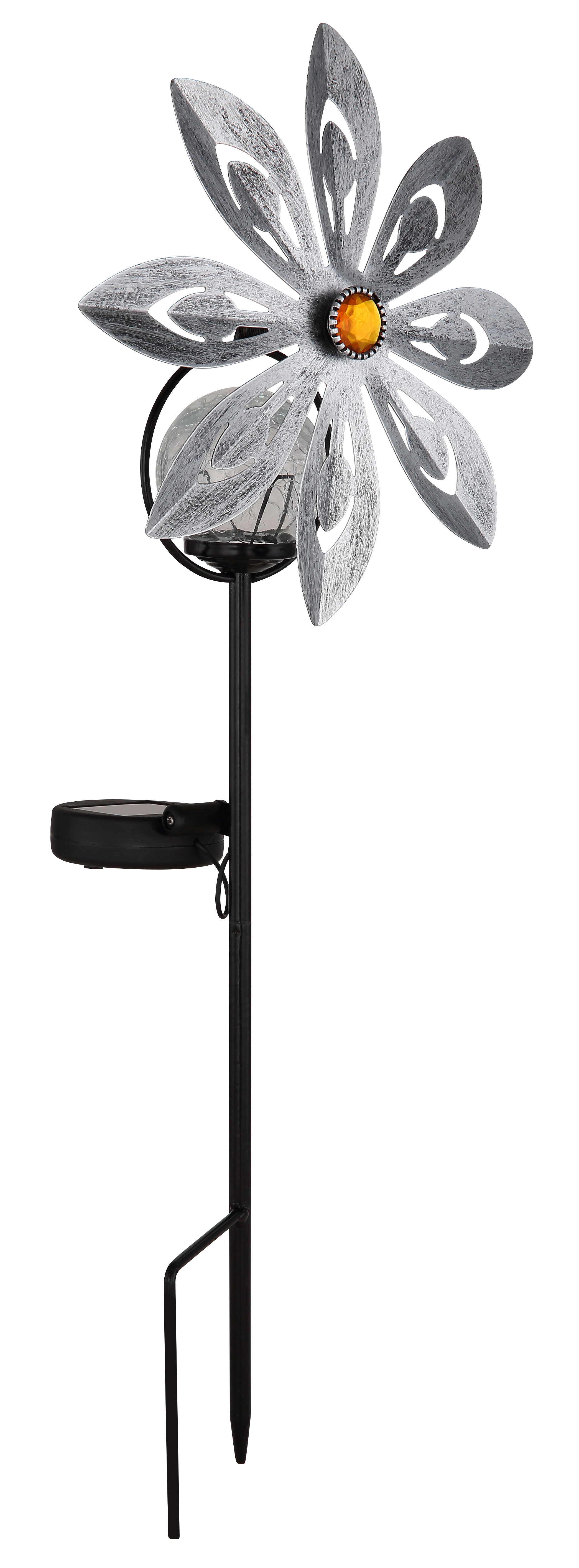 Globo Solarleuchte Metall silbergrau, 1xLED