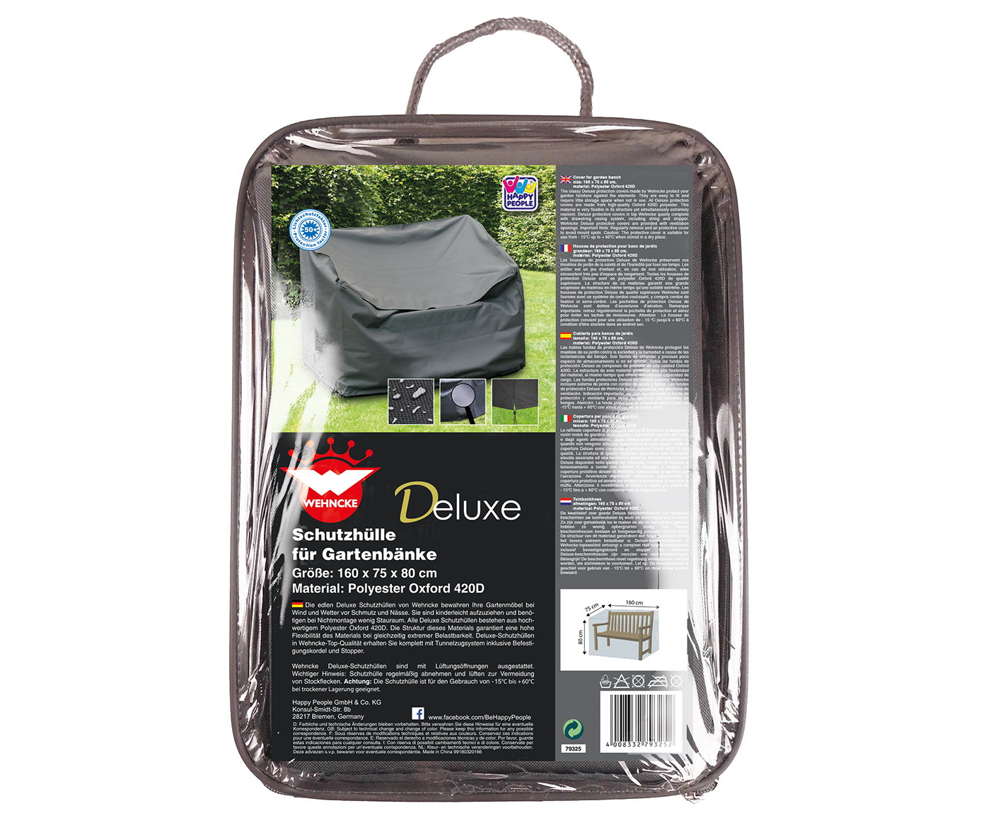 Happy Schutzhülle für Deluxe Gartenbänke, 160 x 75 x 80 cm Happy Schutzhülle für Deluxe Gartenbänke, 160 x 75 x 80 cm