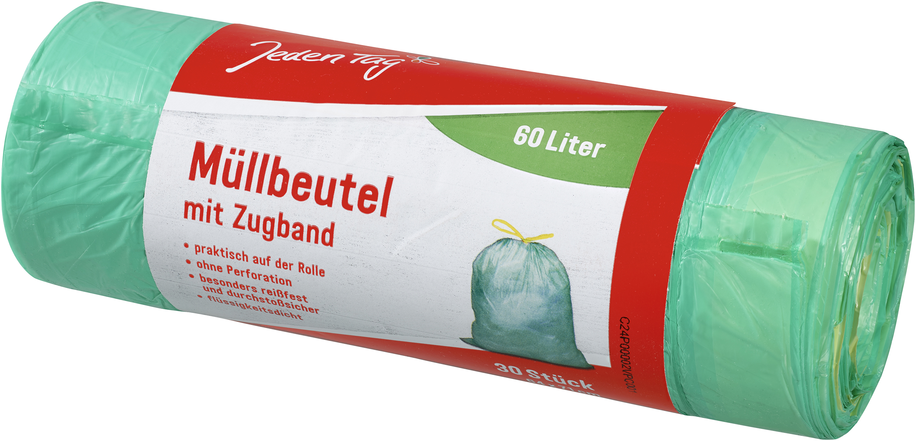 Jeden Tag Zugband-Müllsäcke, 30 x 60 l Jeden Tag Zugband-Müllsäcke, 30 x 60 l