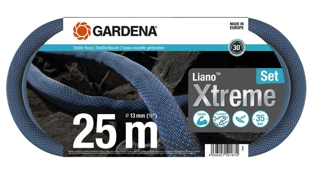Gardena Textilschlauch Liano™ Xtreme 1/2", 25 m Set Gardena Textilschlauch Liano™ Xtreme 1/2", 25 m Set