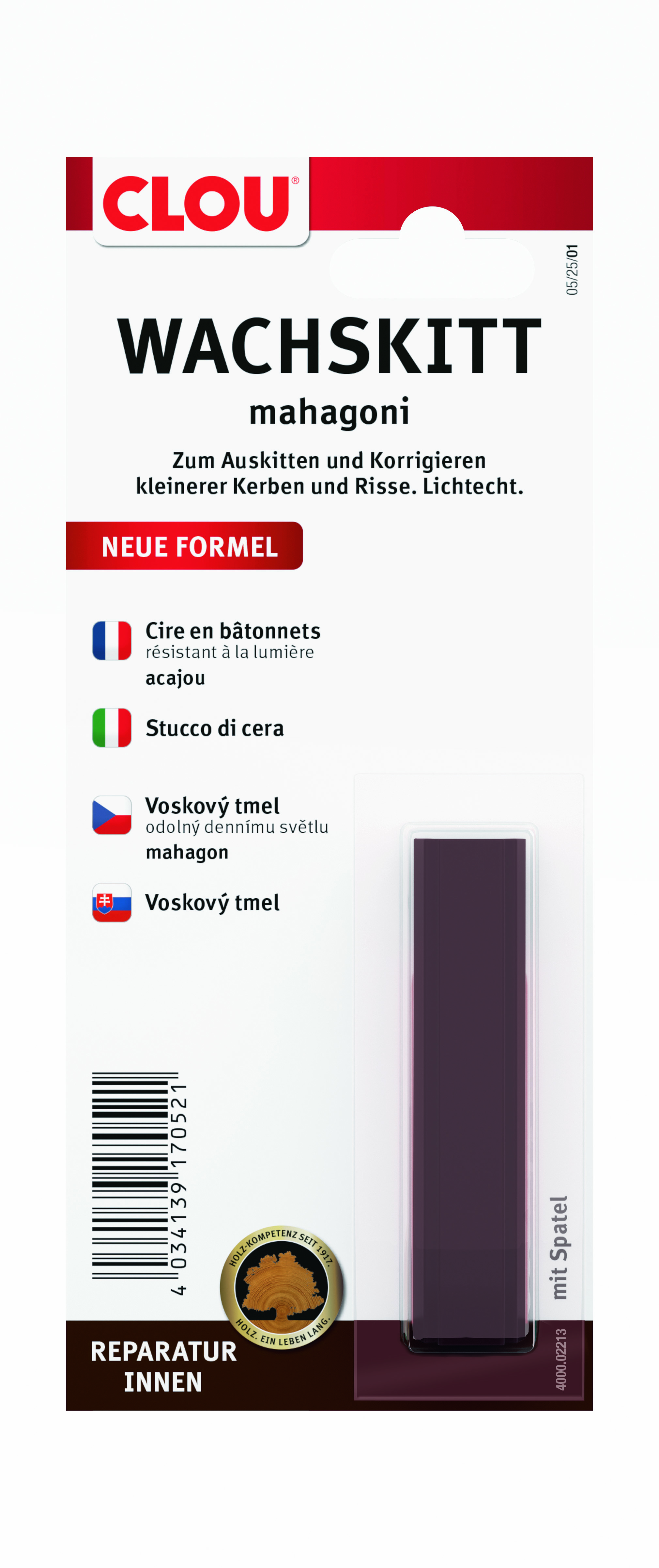 Clou Wachskitt, Mahagoni