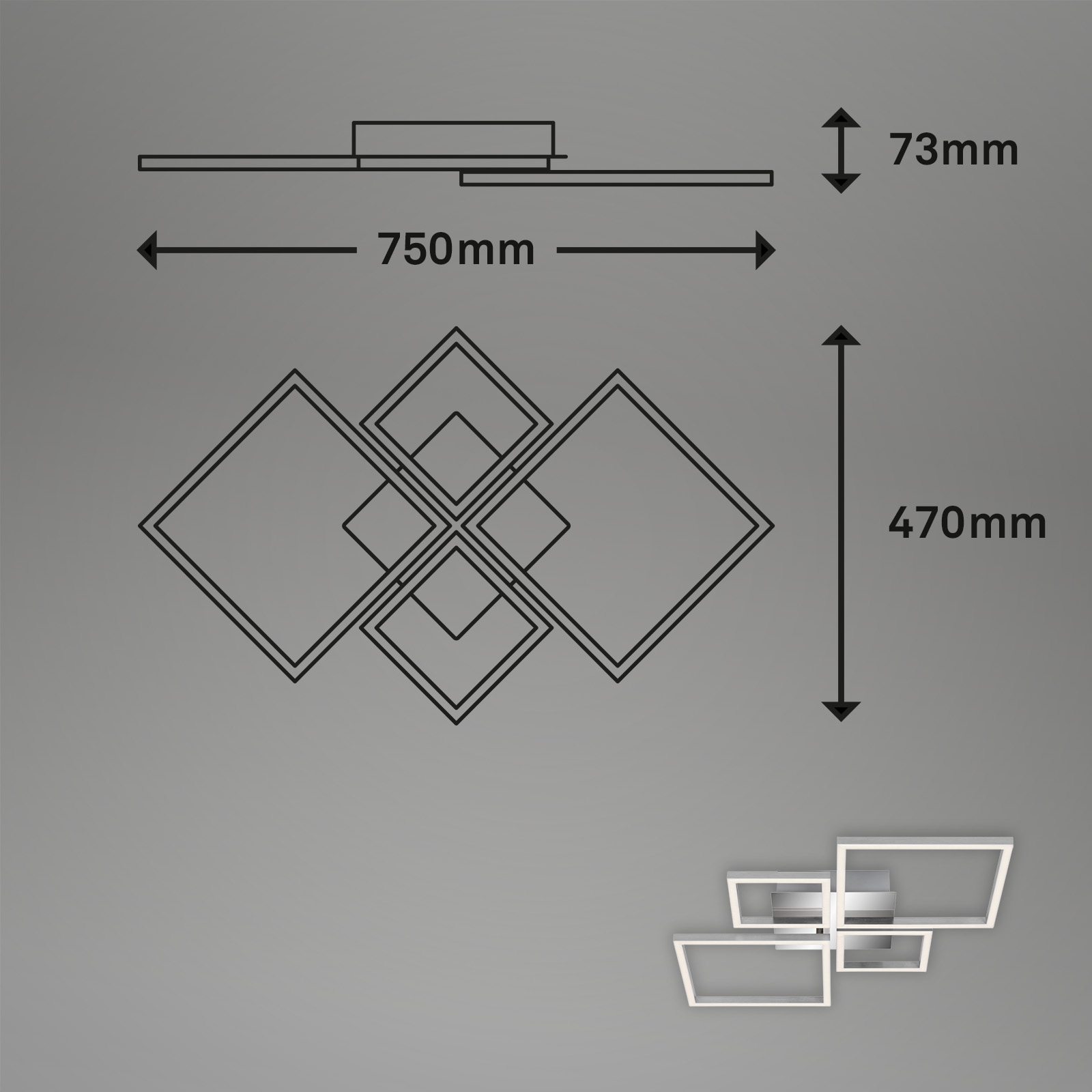Briloner LED Frame, 75 cm, chrom