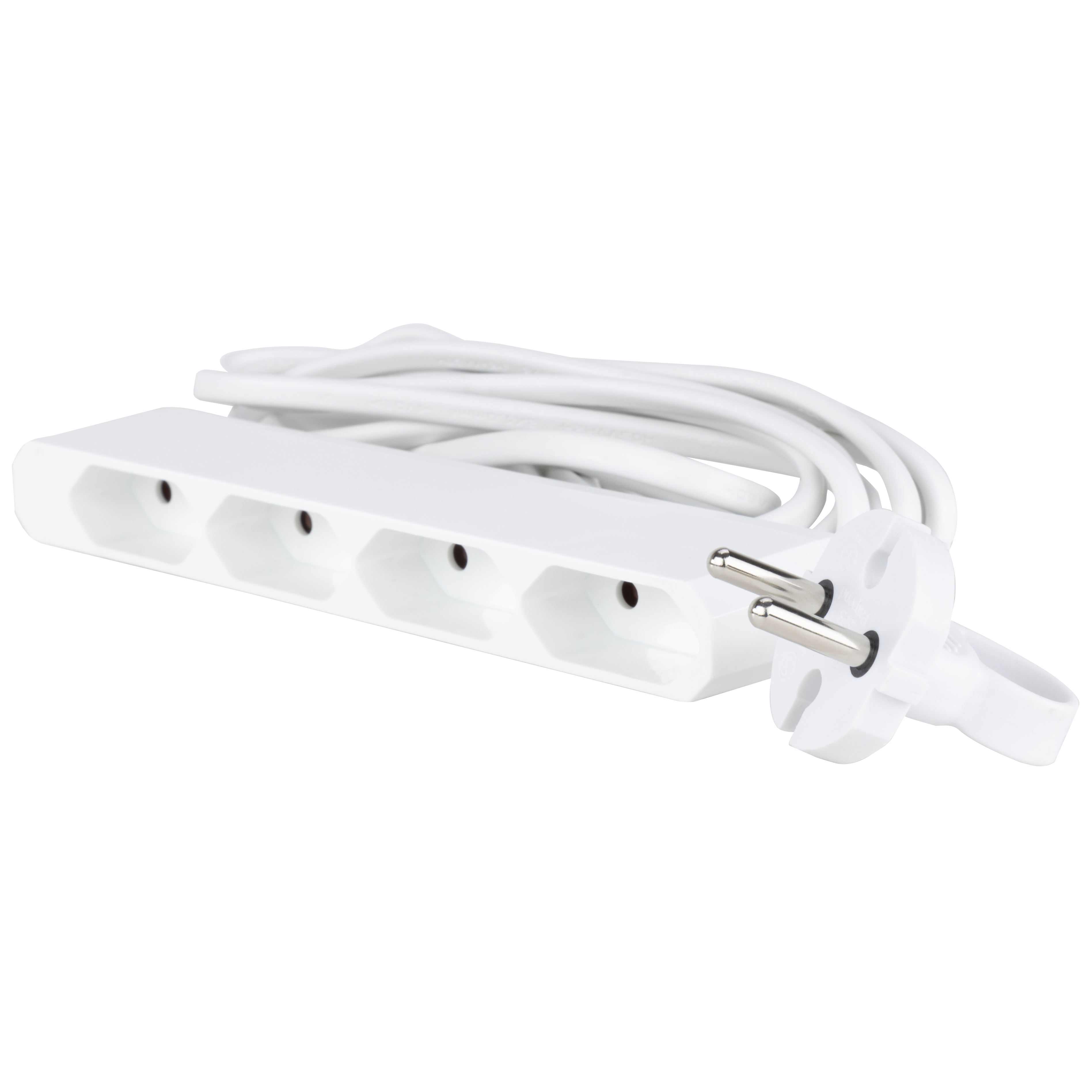 REV Eurosteckdosenleiste 4-fach flach mit e.B., 3m, weiß