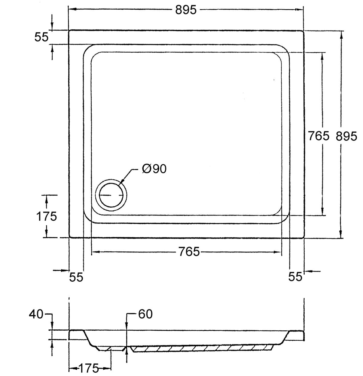 394620_Samos-90-Skizze Ottofond Duschwanne "Samos"