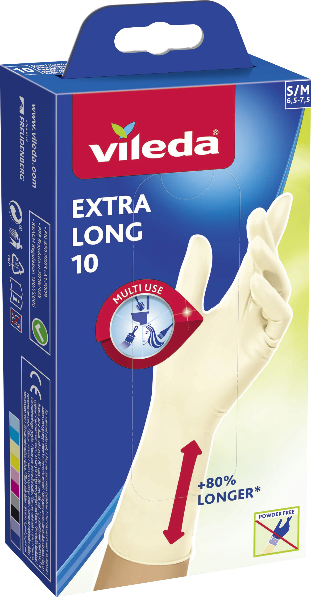 741944_160485 VILEDA EINMALHANDSCHUHE LANG S/M 10ST. LATEX