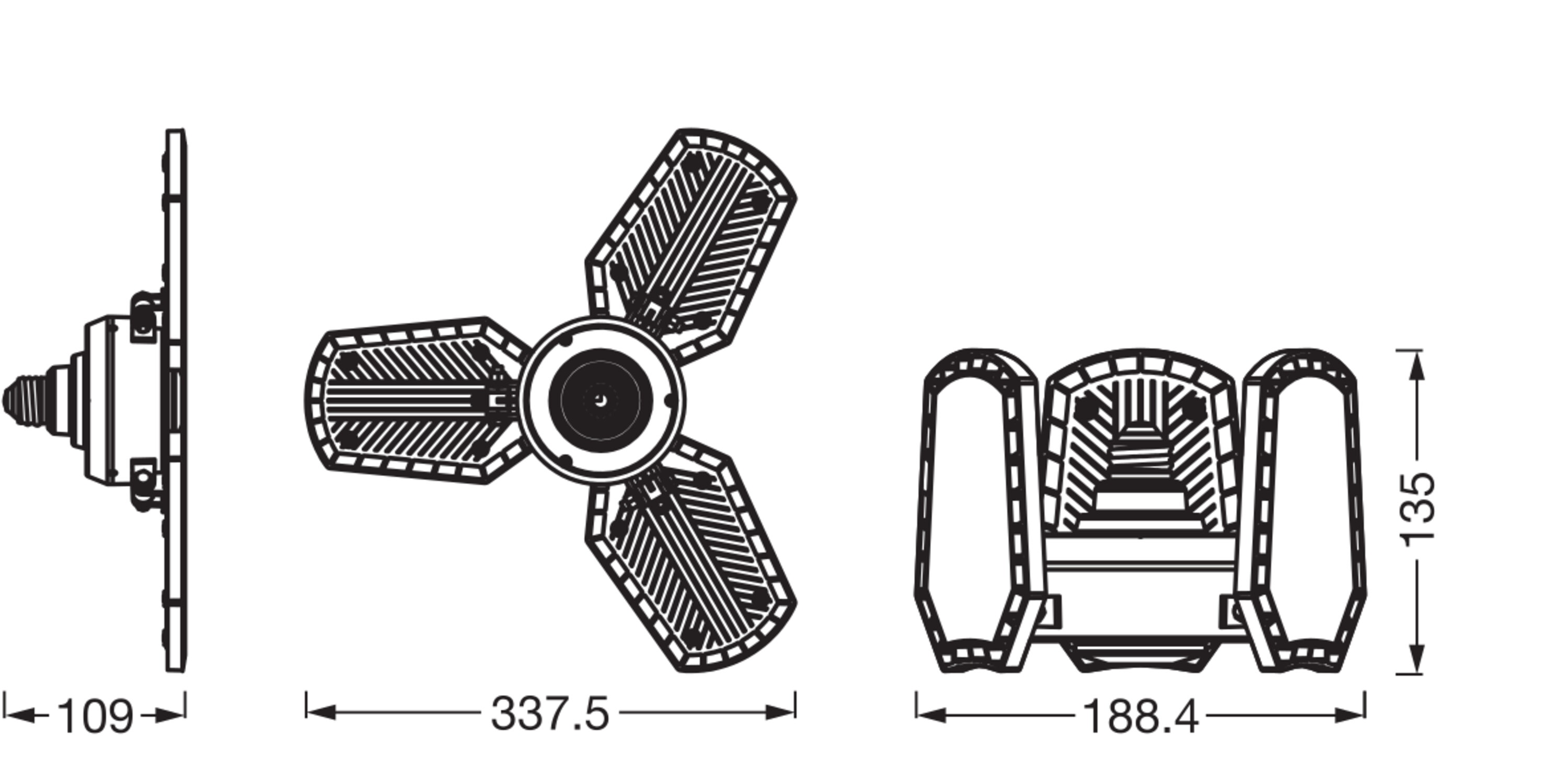 Osram Highbay Blade Deckenlampe mit Flügeln, E27, 60W