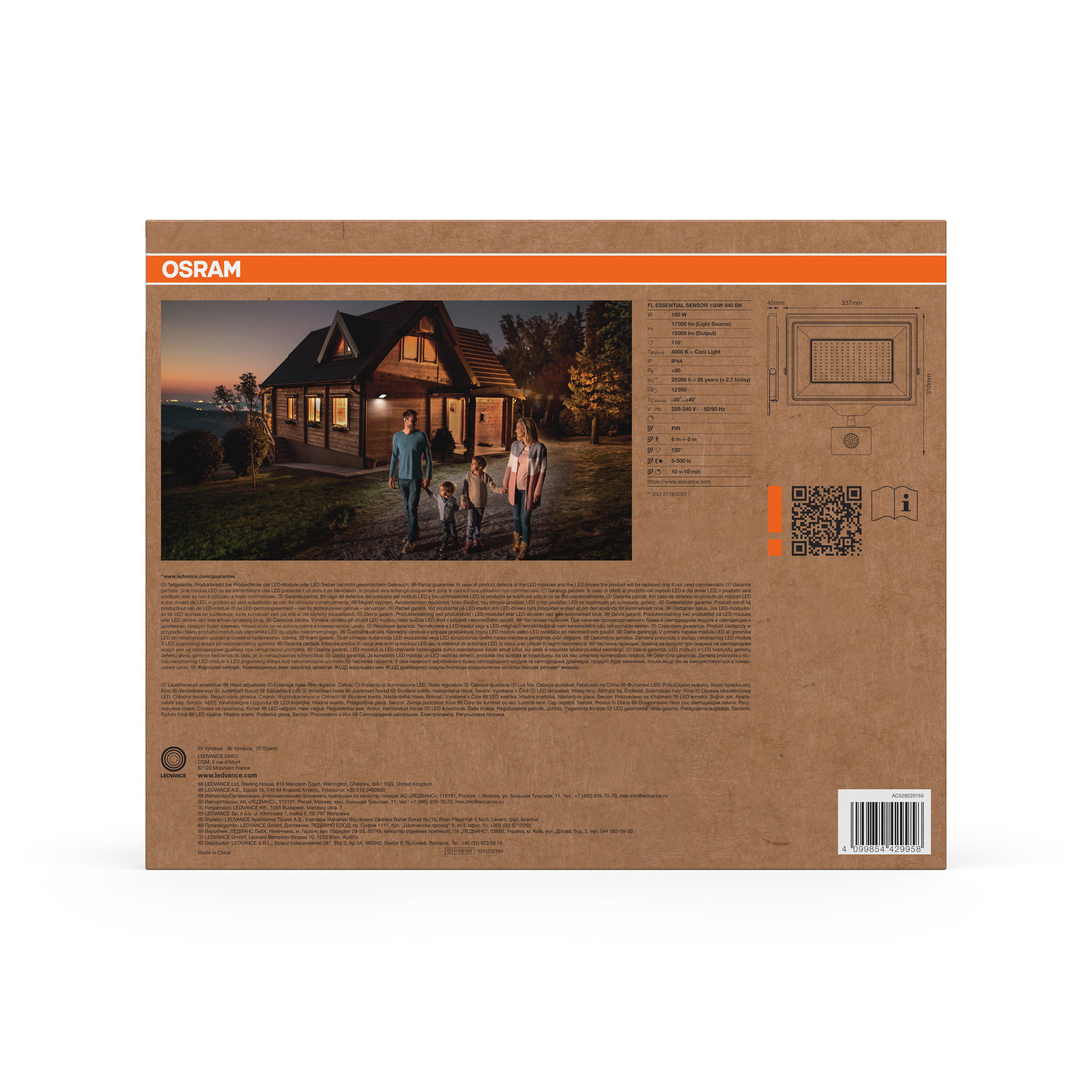 Osram Flutlicht Essential, Sensor, 150W, schwarz