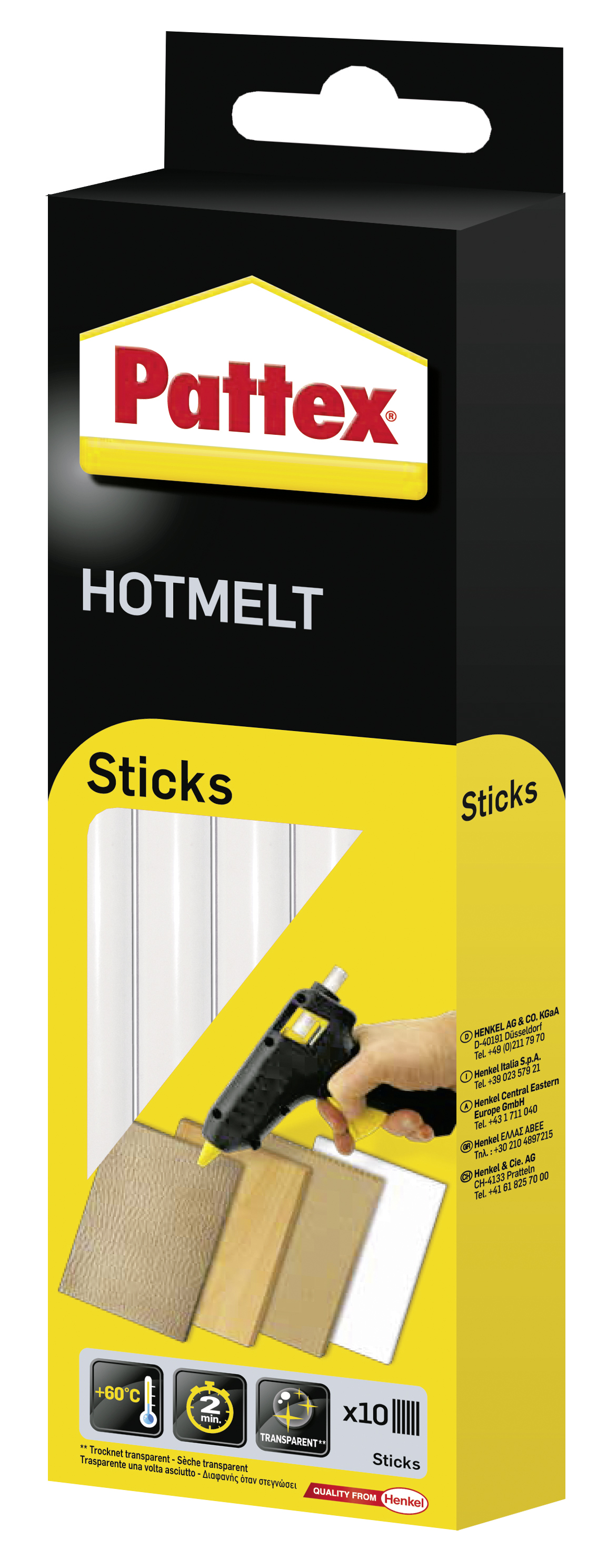 4015000077040 Pattex Hotmelt Sticks Transparent, hochfest, 200 g
