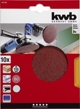 487320-300 Kwb Klett-Schleifscheiben, 115 mm, K80