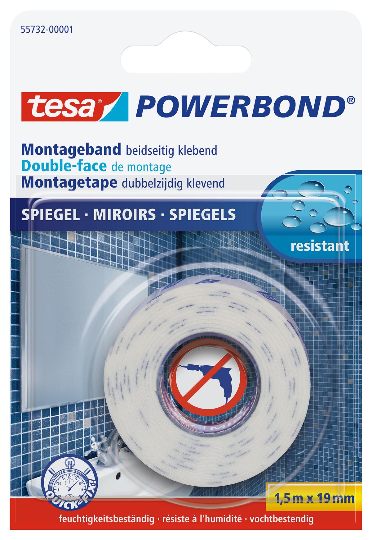 tesa Powerbond Montageband Spiegel, 1,5 m