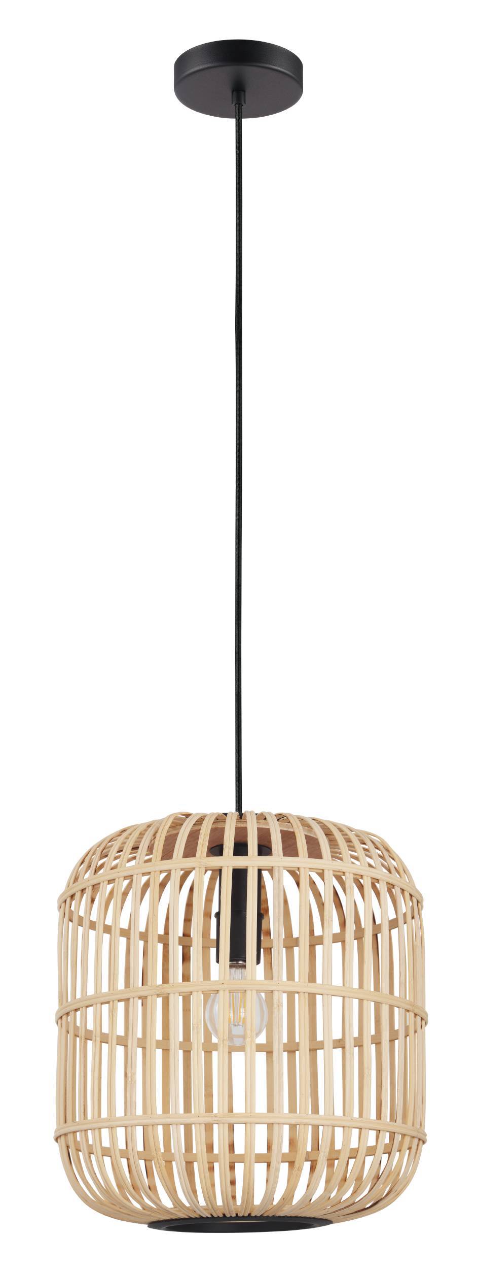 791136-1 Eglo Hängeleuchte 1XE27 Ø35 schwarz/holz BORDESLEY