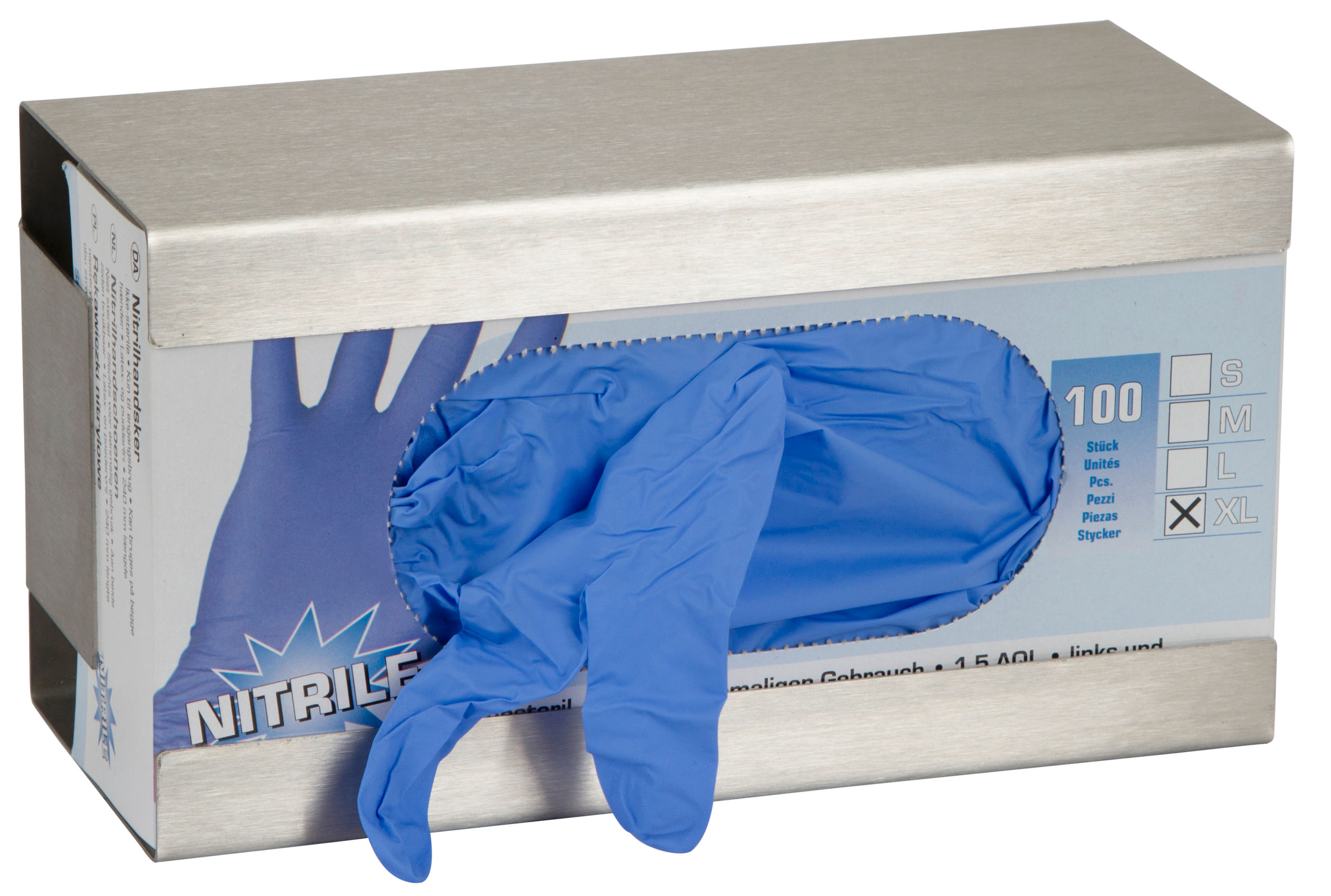 Kerbl Wandhalter für Einmalhandschuhe aus Edelstahl, mit Feder Kerbl Wandhalter für Einmalhandschuhe aus Edelstahl, mit Feder