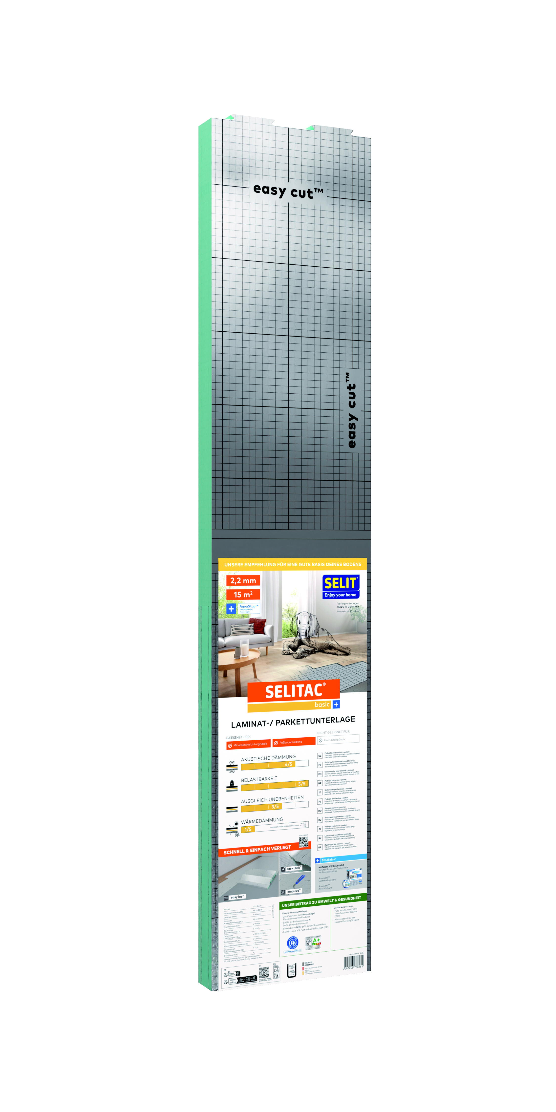SELITAC Laminat- und Parkettunterlage basic+ 2,2 mm, 1,2 x 12,5 m, 15 m²