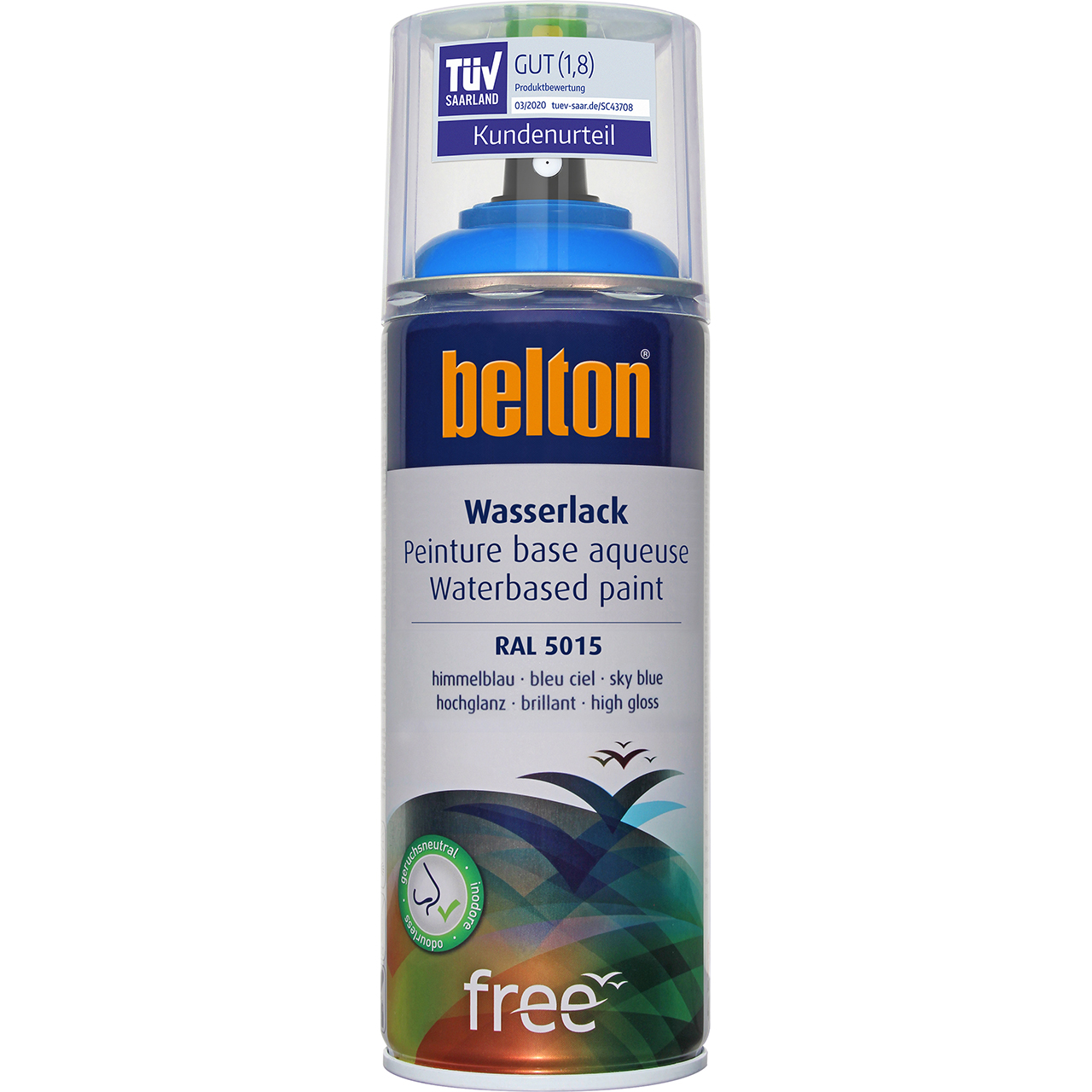 belton free Wasserlack himmelblau hochglänzend, 400ml