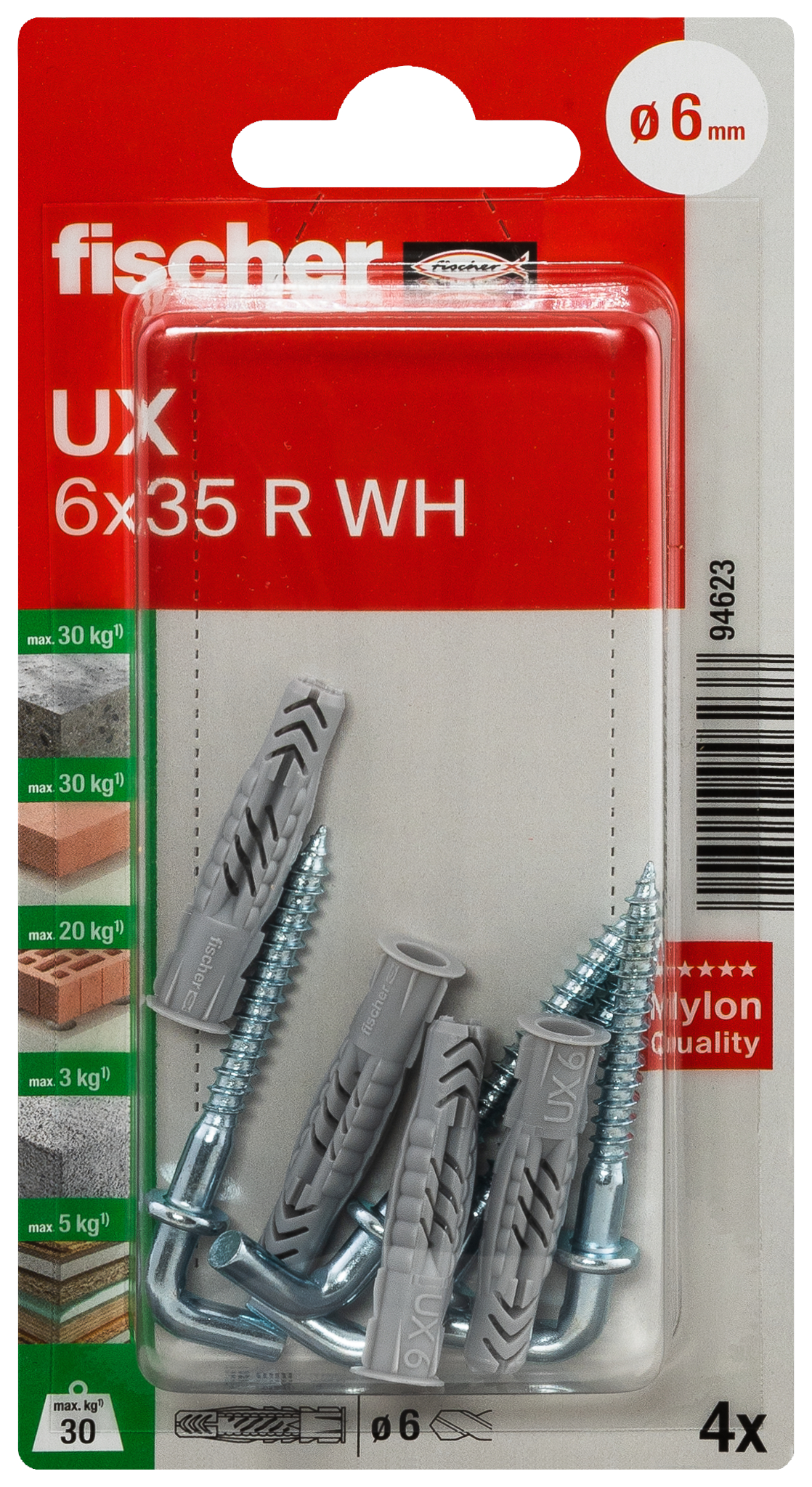 fischer Universaldübel UX 6 x 35 WH K (4) fischer Universaldübel UX 6 x 35 WH K (4)