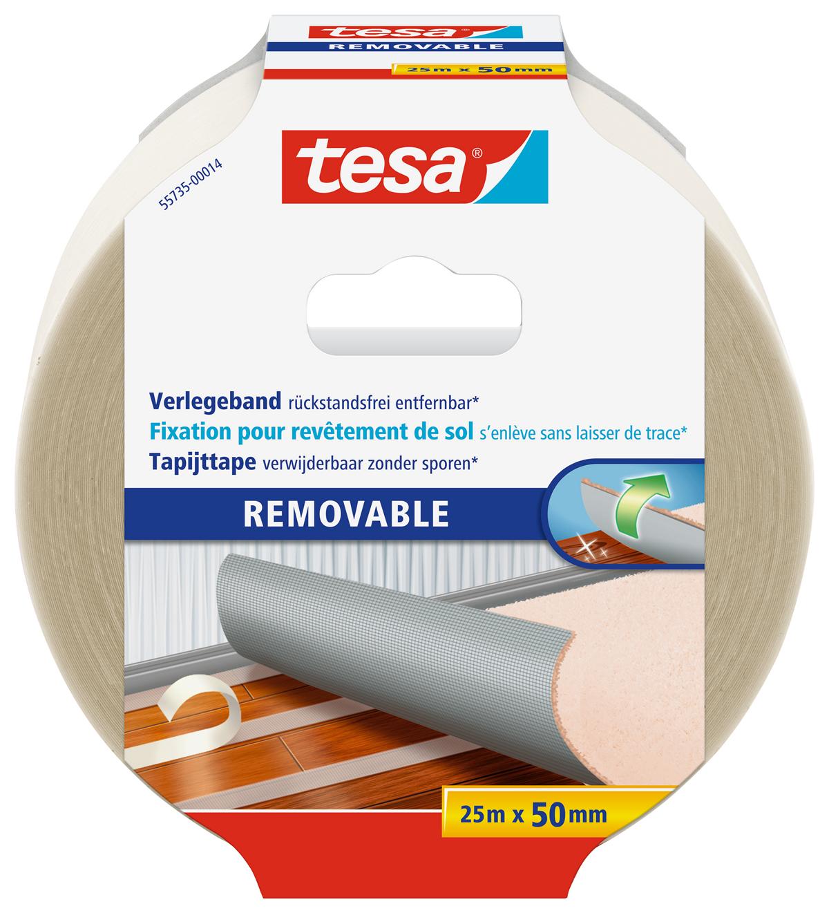 tesa_Floorlaying_Removable_557350001411_LI406_front_pa tesa Verlegeband, rückstandsfrei entfernbar, 25 m