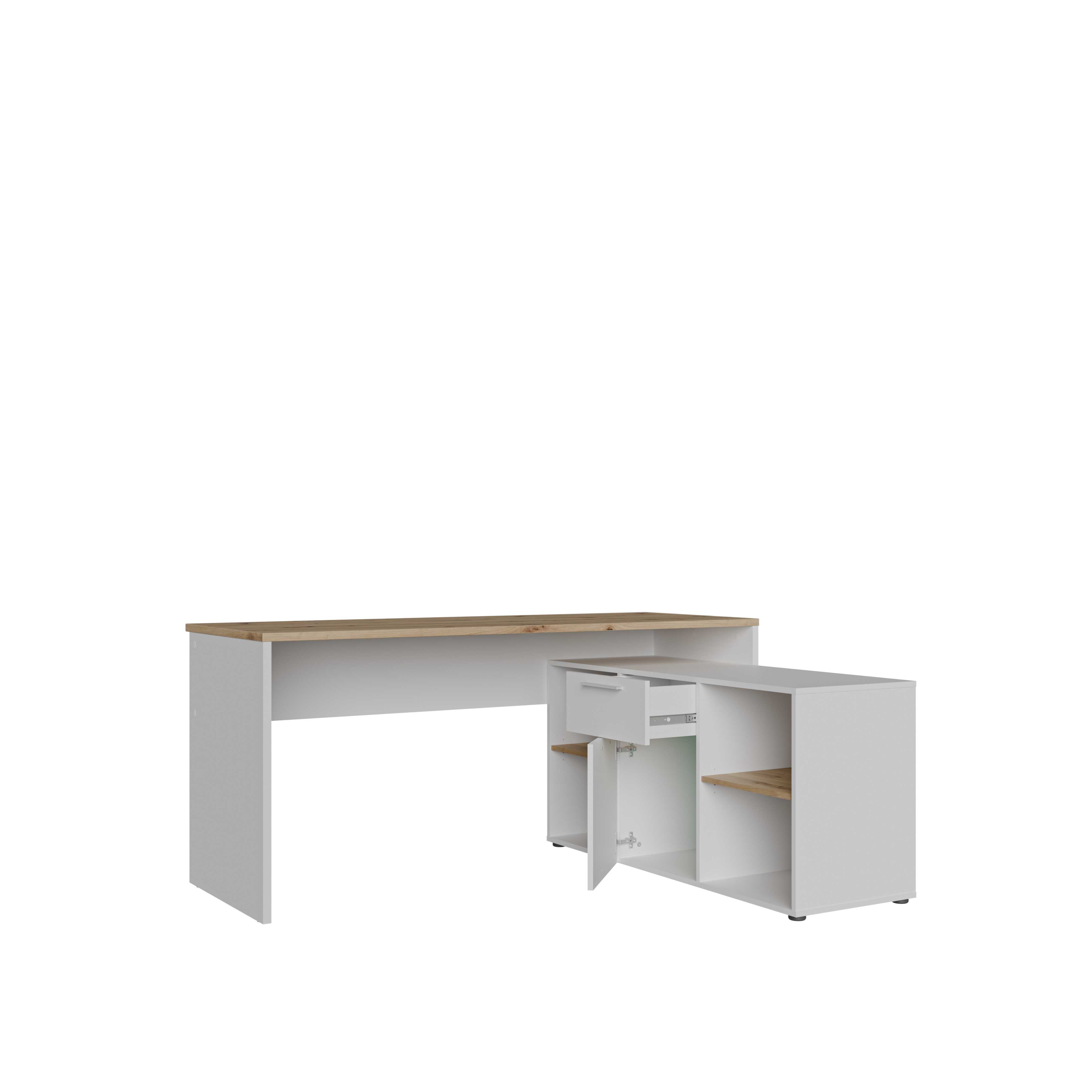 Forte Eckschreibtisch Coco, weiß/artisan