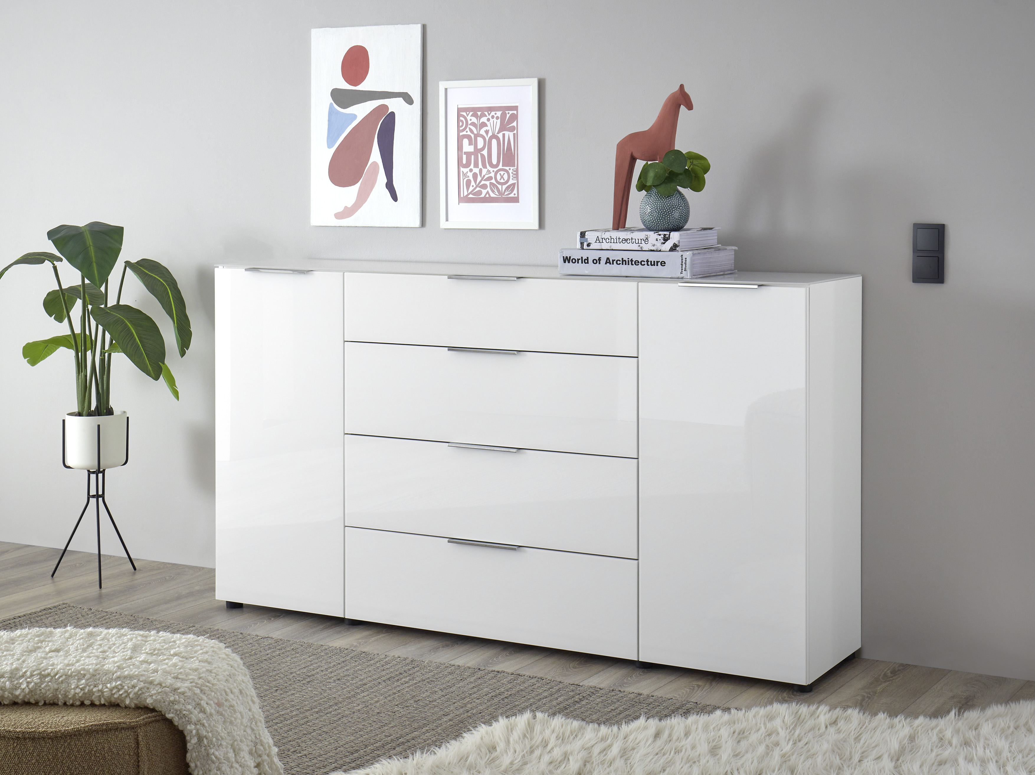 Bega Kommode Santorin, weiß/glas