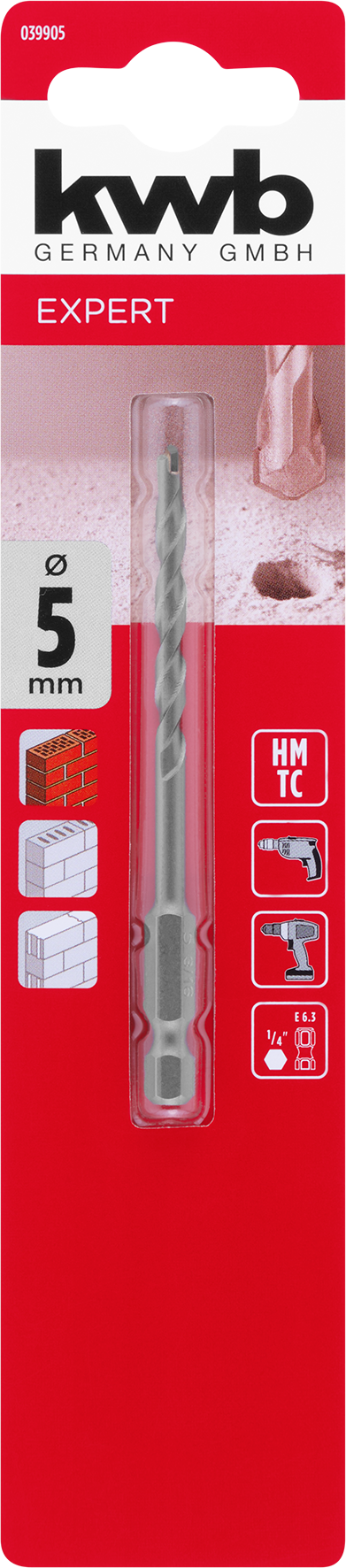 kwb Steinbohrer, 95 mm, Ø 5 mm kwb Steinbohrer, 95 mm, Ø 5 mm