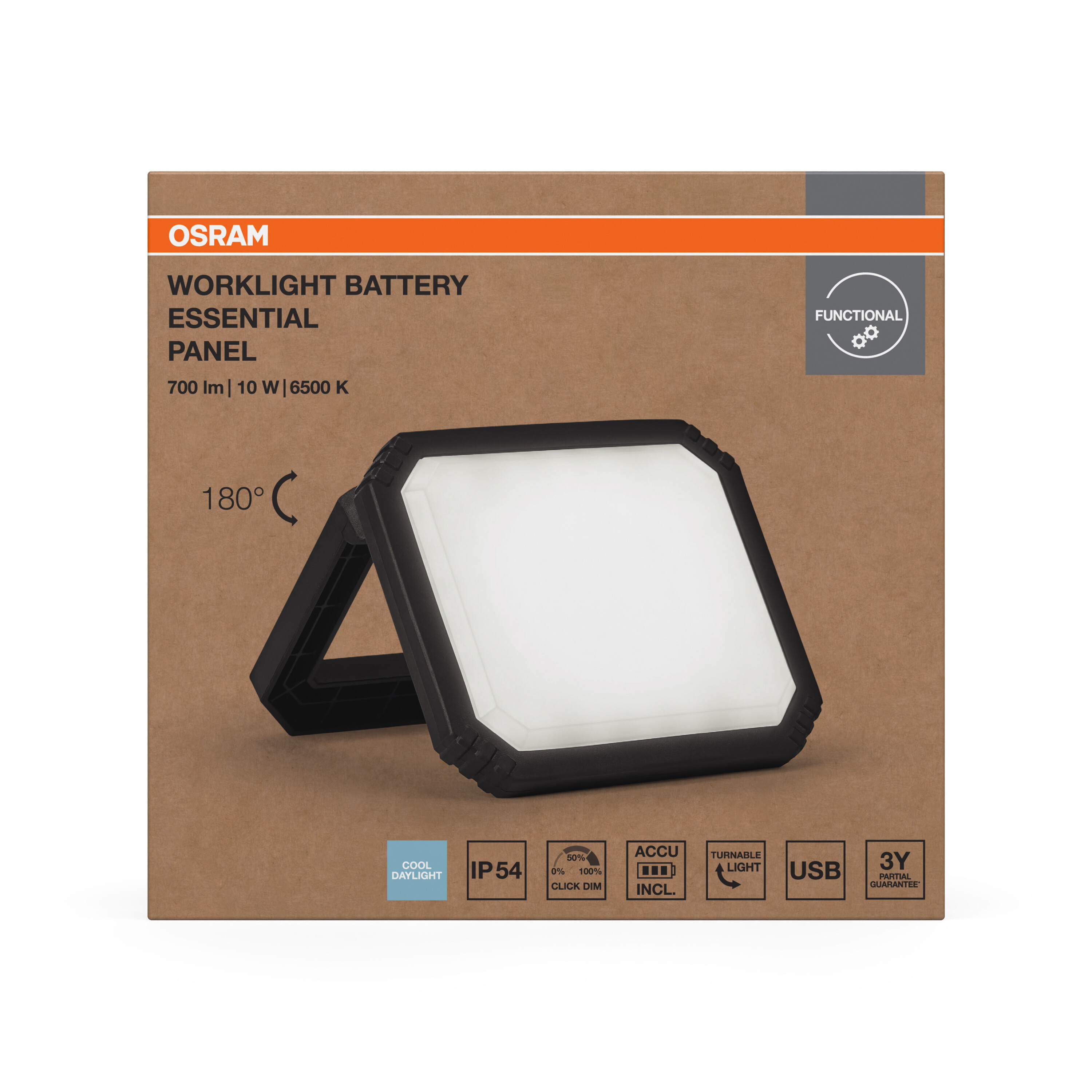 Osram Arbeitslicht Essential Panel, 10W, schwarz