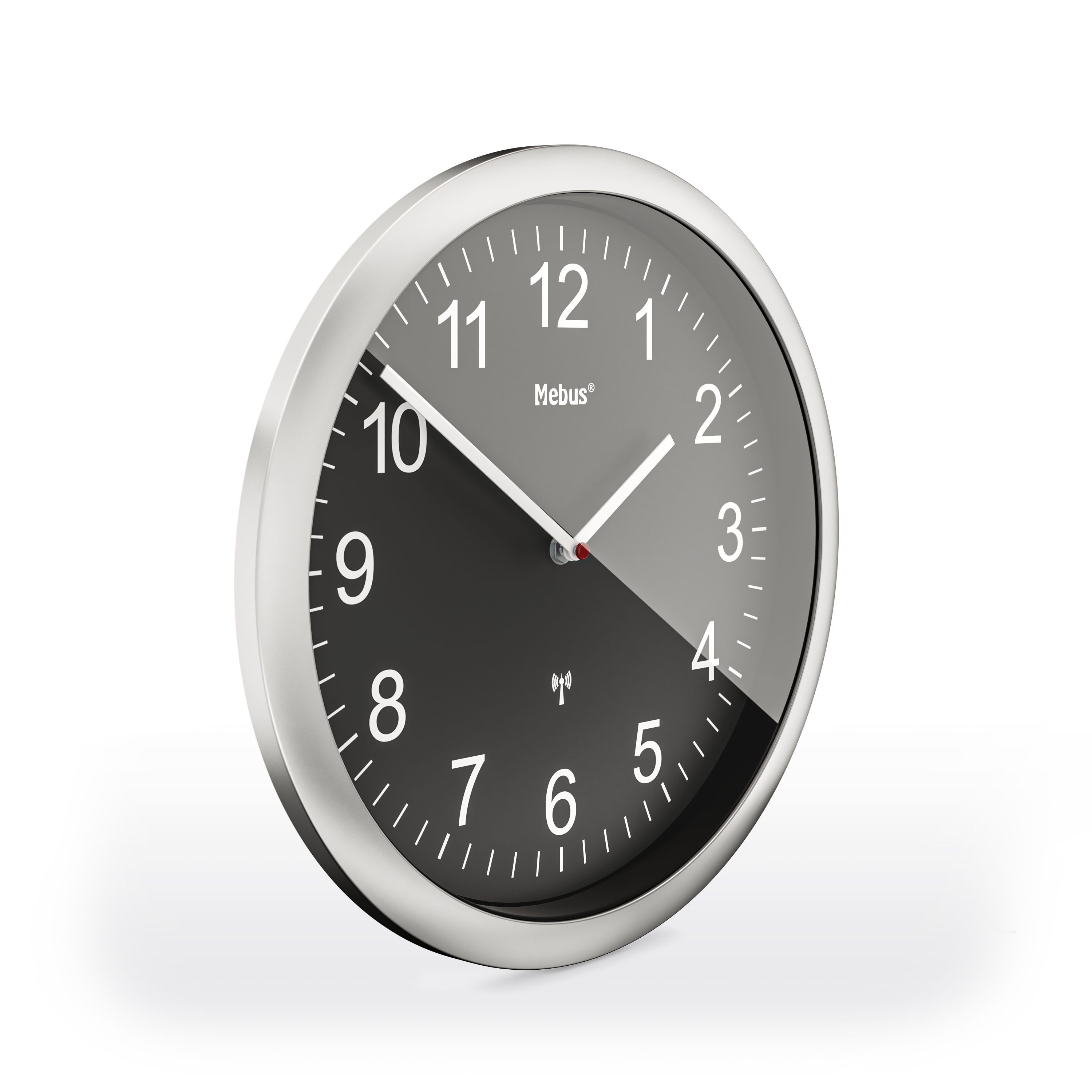 Mebus Funkwanduhr, Ø 25 cm, schwarz