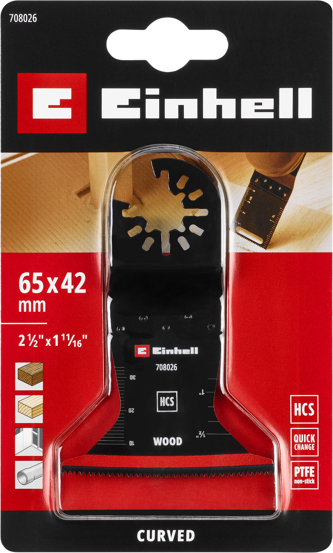 Einhell HCS-Tauchsägeblatt mit Universalaufnahme, curved, 65 x 42 mm