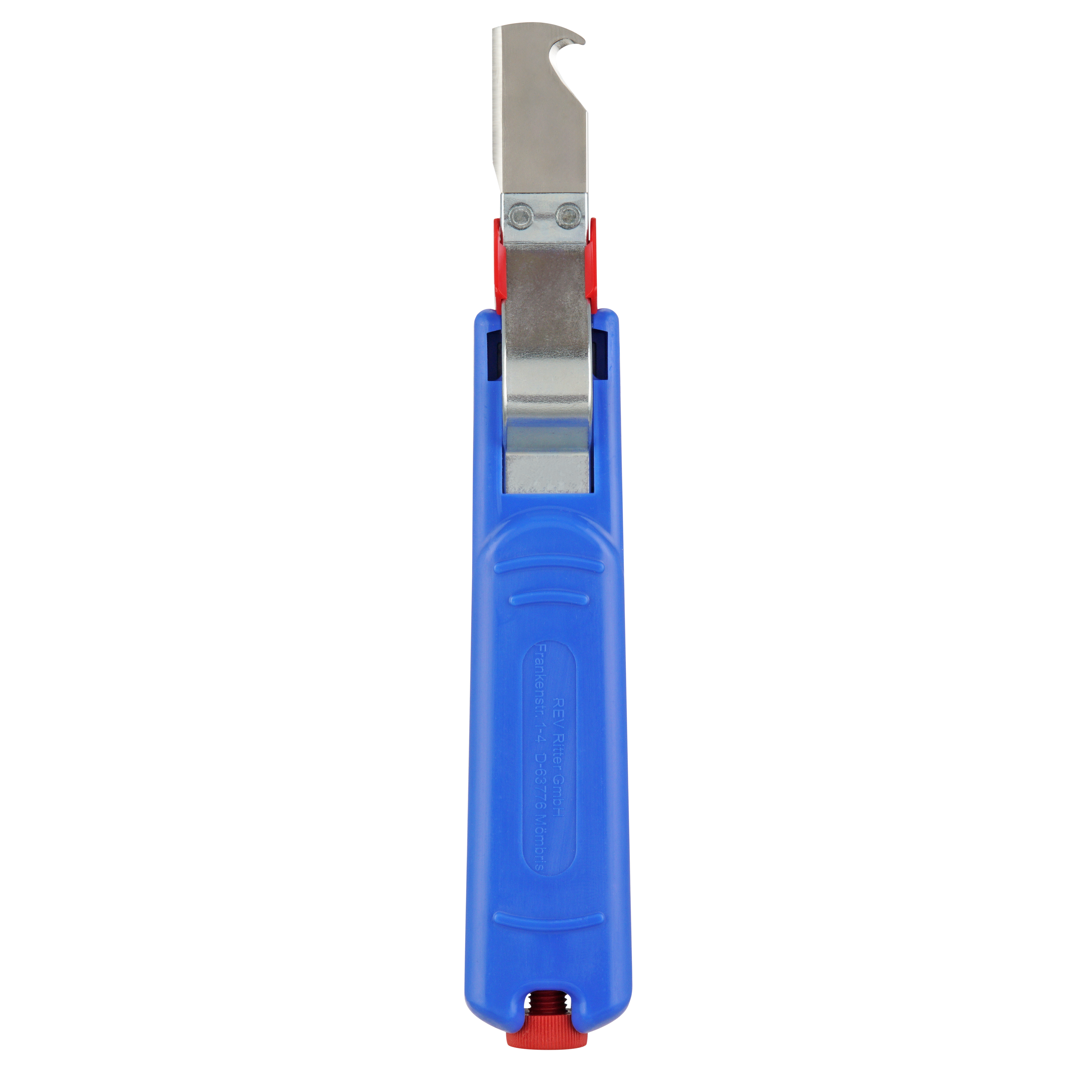 REV Kabelmesser mit Hakenklinge für Rundkabel von 4 - 28 mm Ø, blau