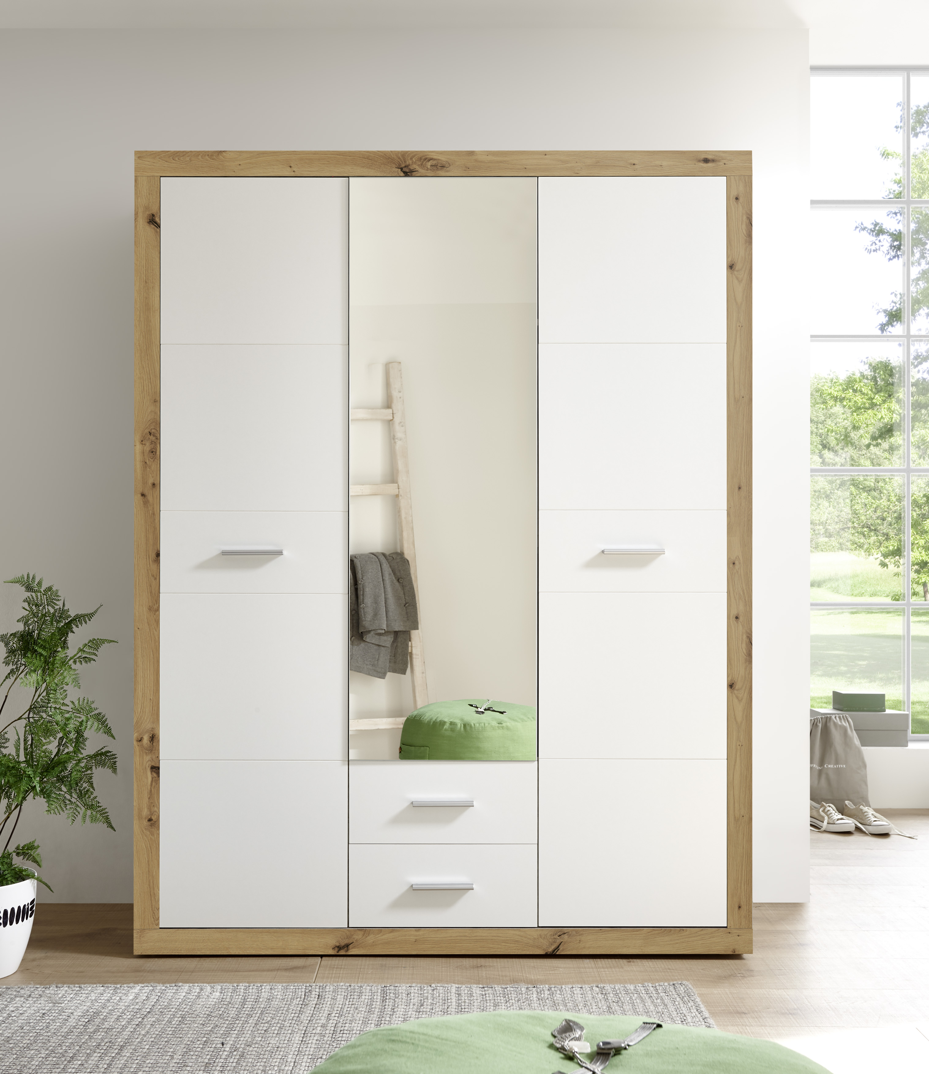 558606-KLS-Stone-frontal-RET_58-732-T2 Pol-Power Kleiderschrank "Stone", Artisan Eiche/Weiß