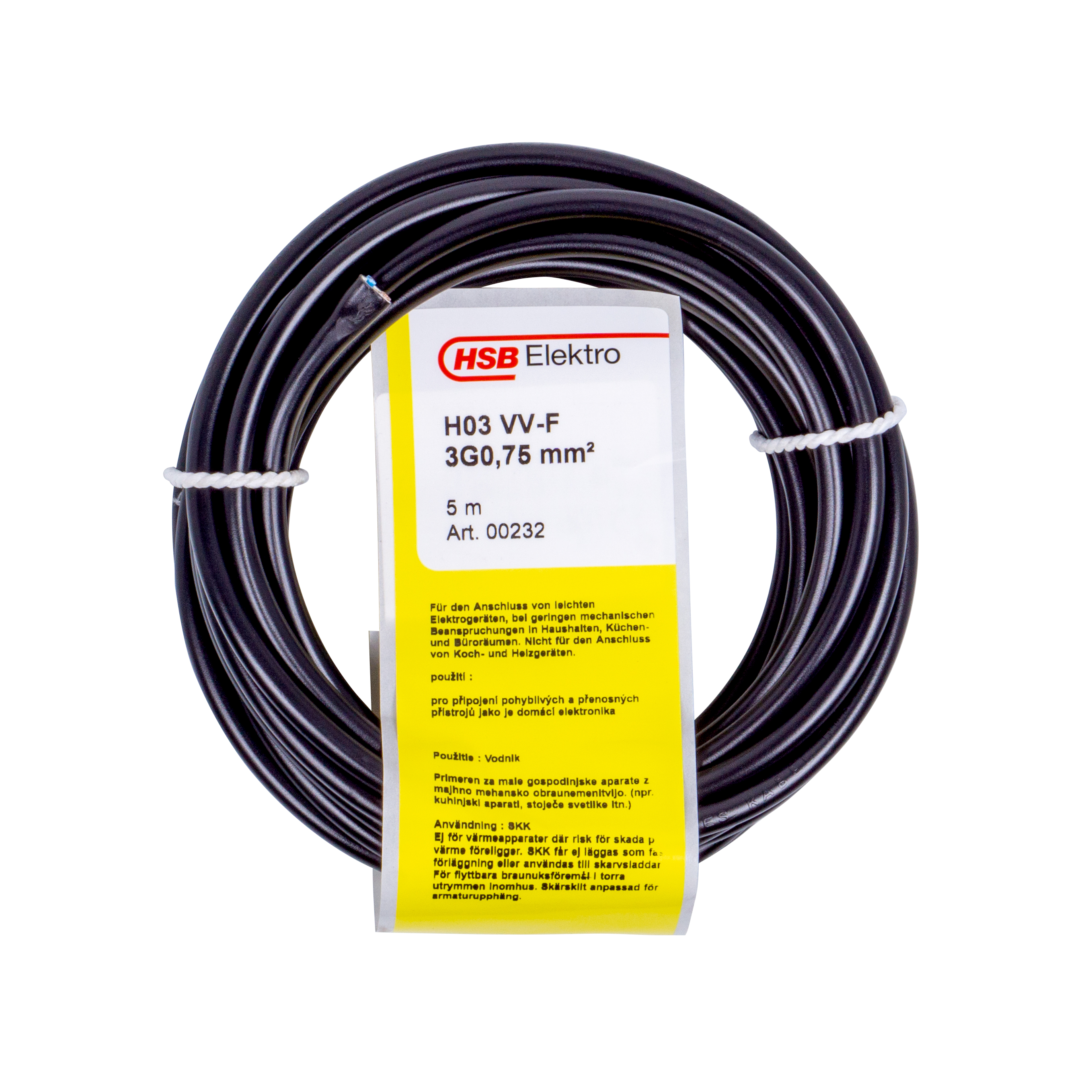 370391NZ49VMN8MRdGH SCHLAUCHLEITUNG H03VV-F 3G0,75MM²,5M,SW