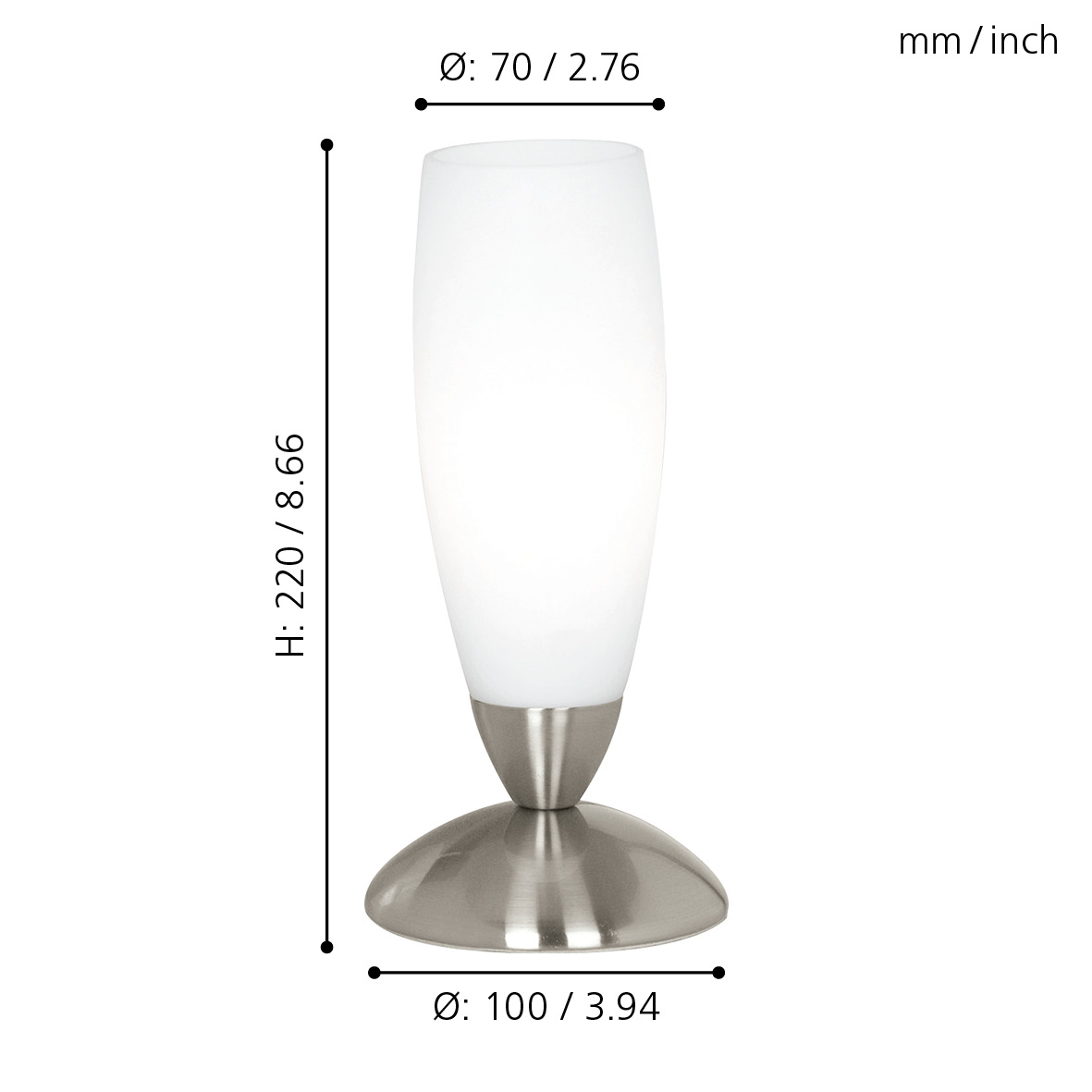 EGLO TISCHLEUCHTE 1XE14 SLIM NICKEL-MATT
