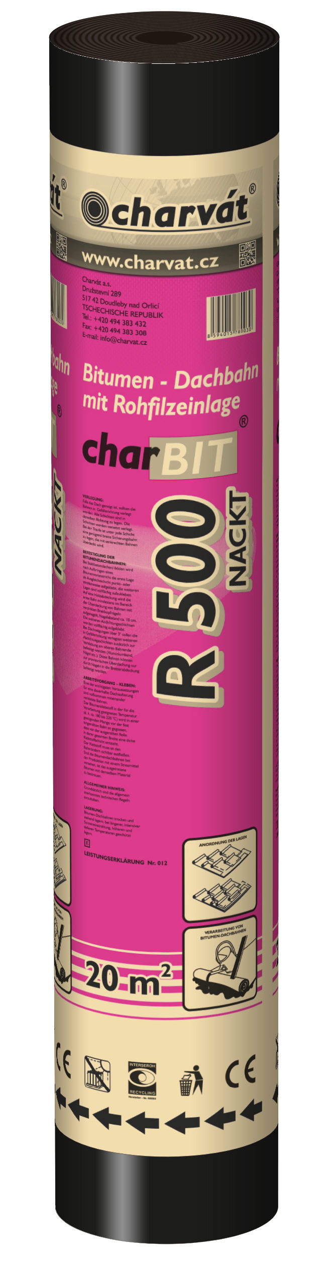 Charvát Bitumen-Dachpappe R500, nackt