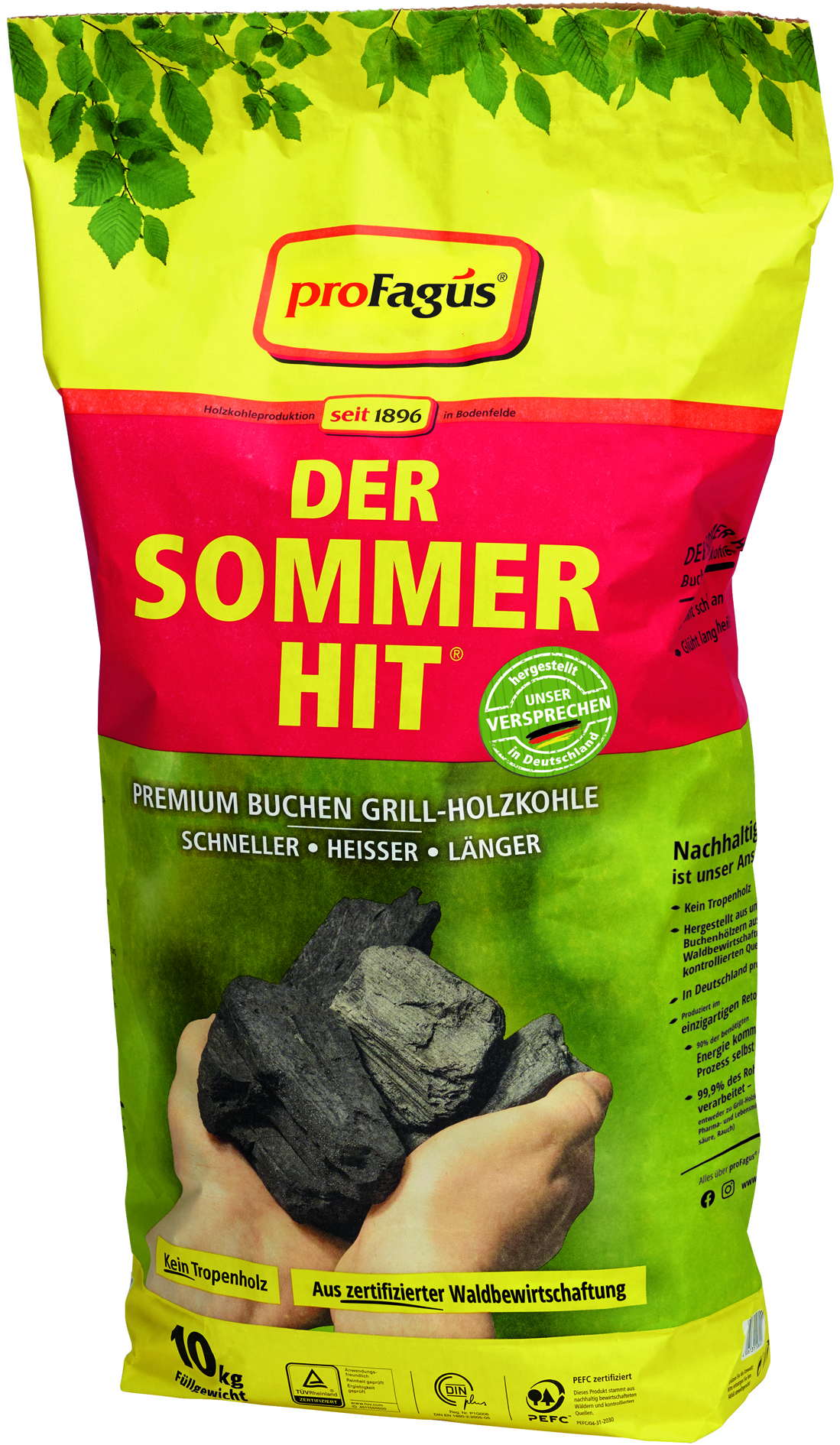 proFagus Premium Buchen Grill-Holzkohle - Der Sommer Hit, 10 kg