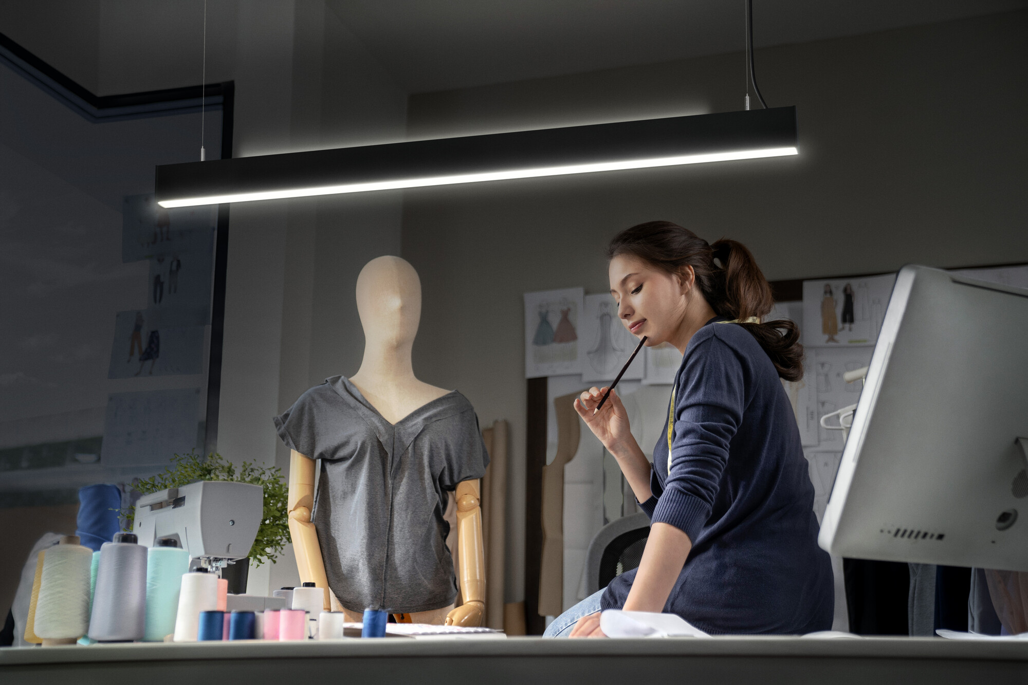 Osram LED Pendelleuchte Office Line, dimmbar, Schwarz